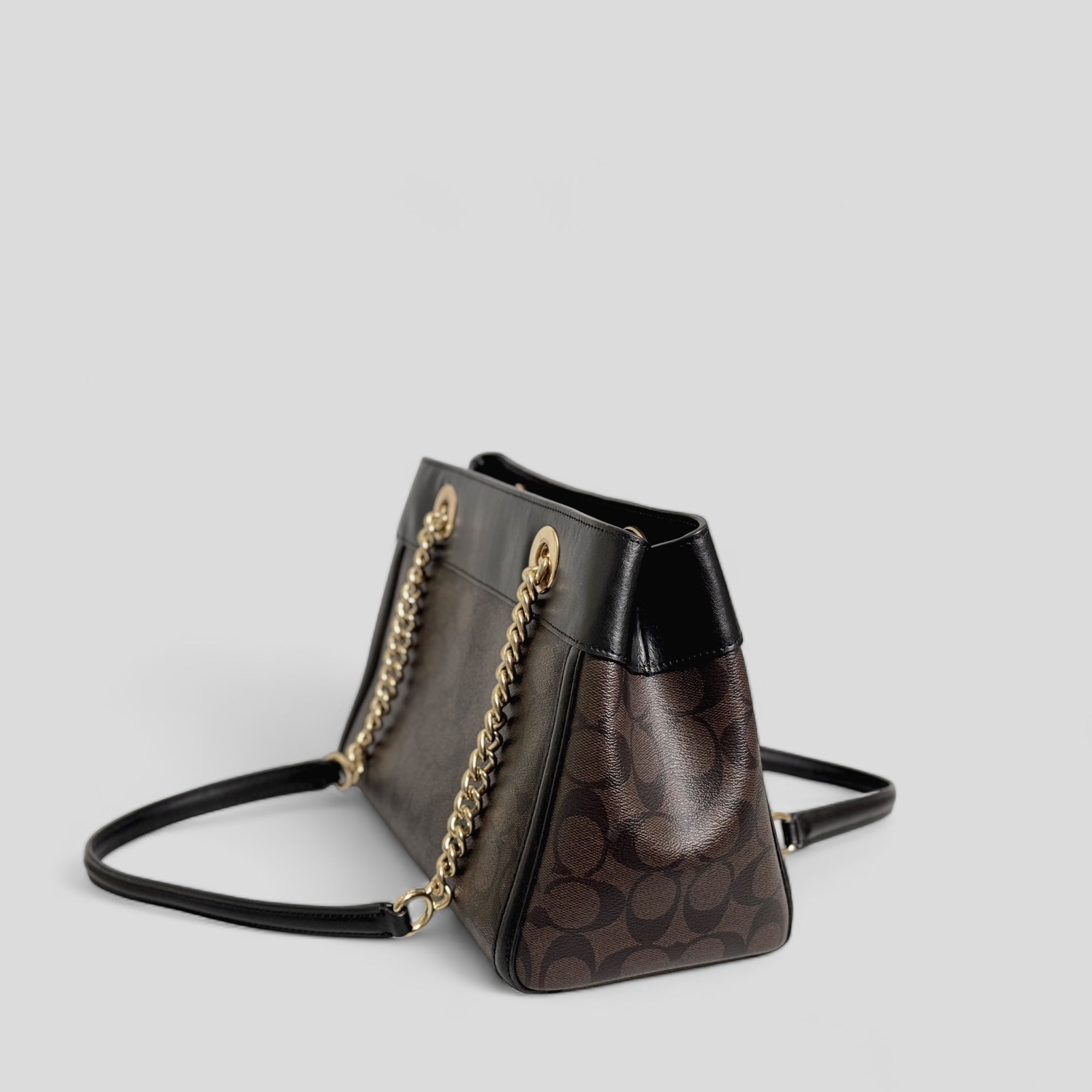 Coach Brooke Chain Carryall Shoulder Bag in Signature Canvas and Gold Hardware (Rare)