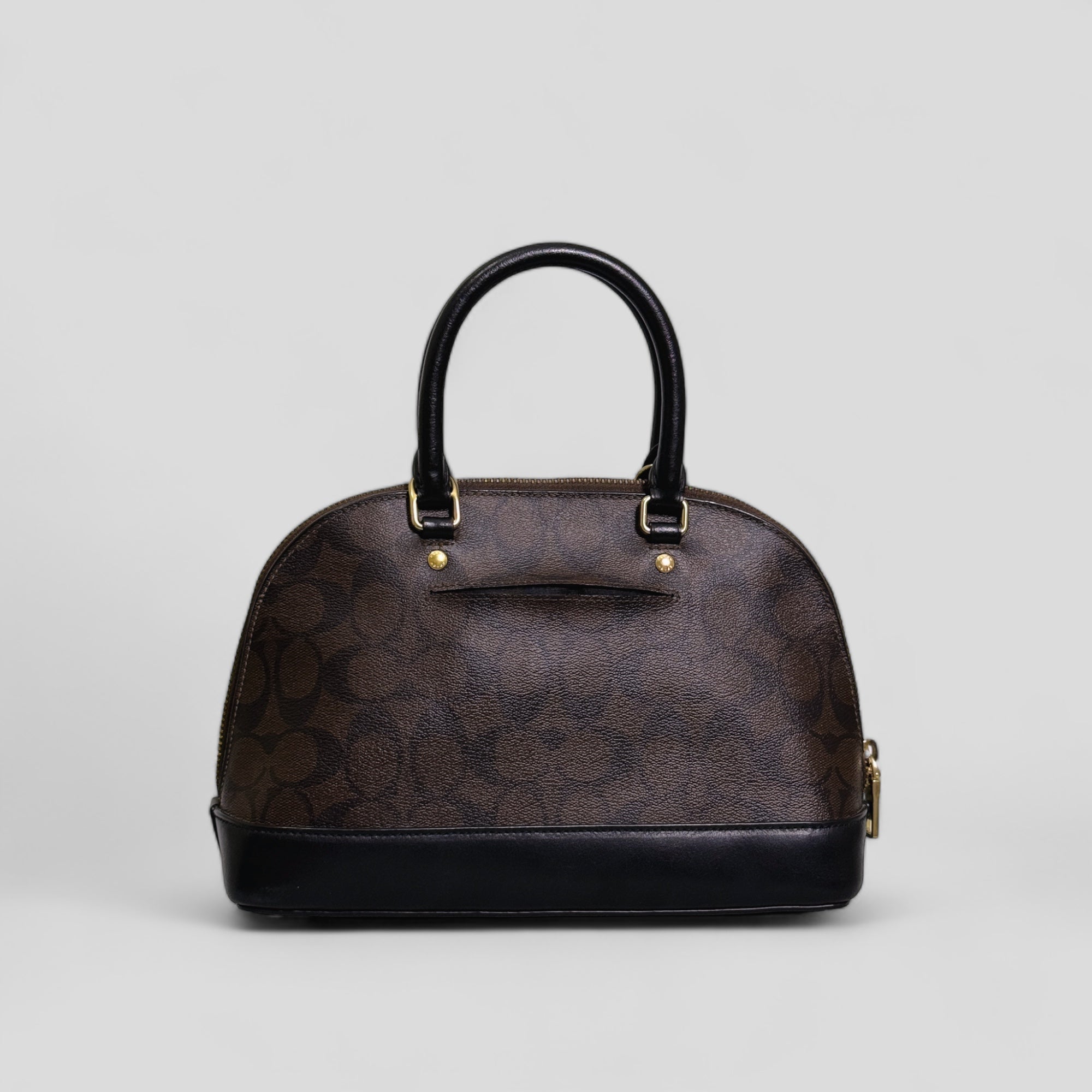 Coach Mini Sierra Handbag in Signature Brown Canvas with Strap