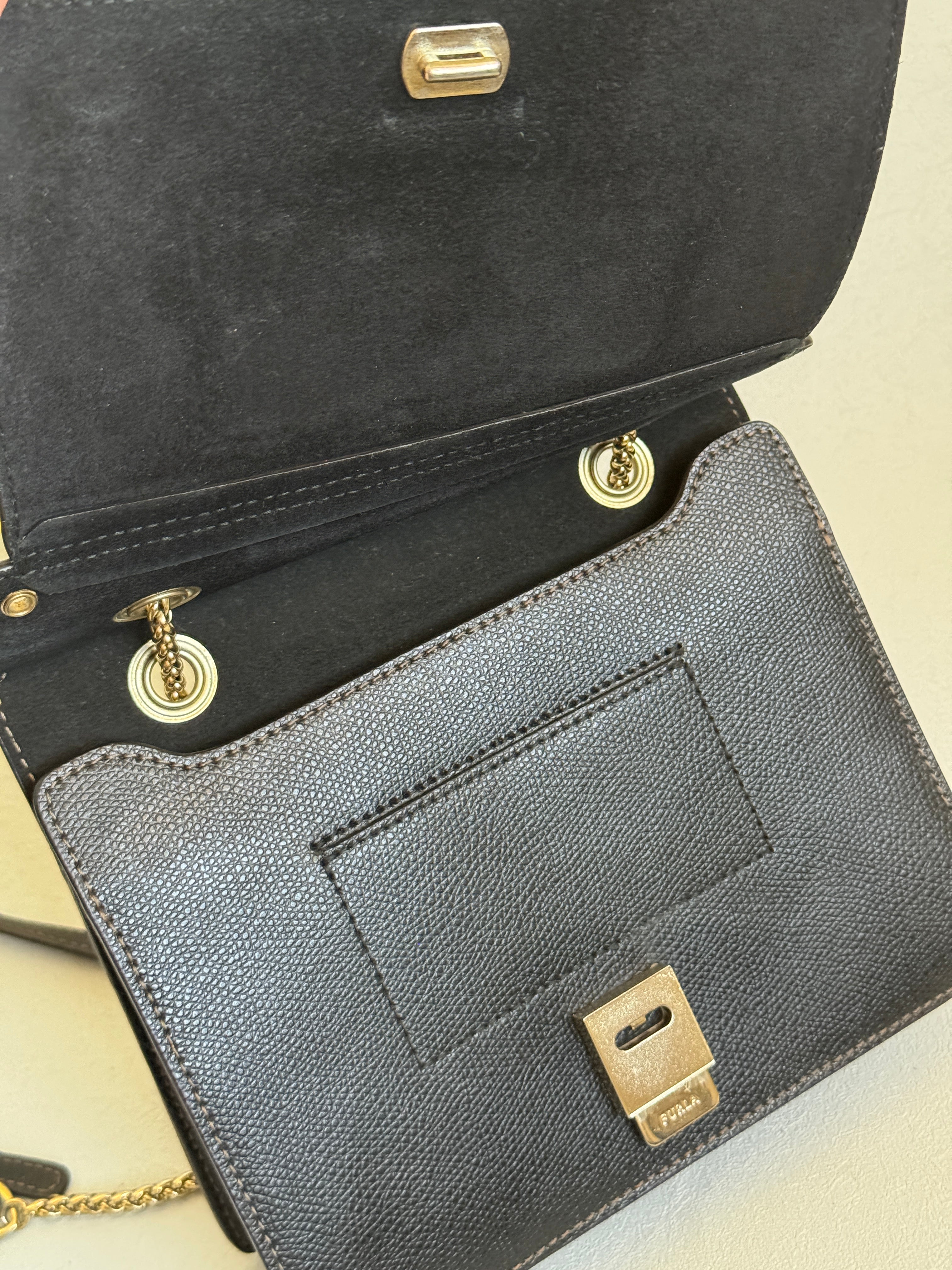 Furla Black / Baby Pink / Cream Gold Hardware Crossbody Bag