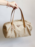 Prada Nylon Mini Duffle Bowler Handbag in Brown