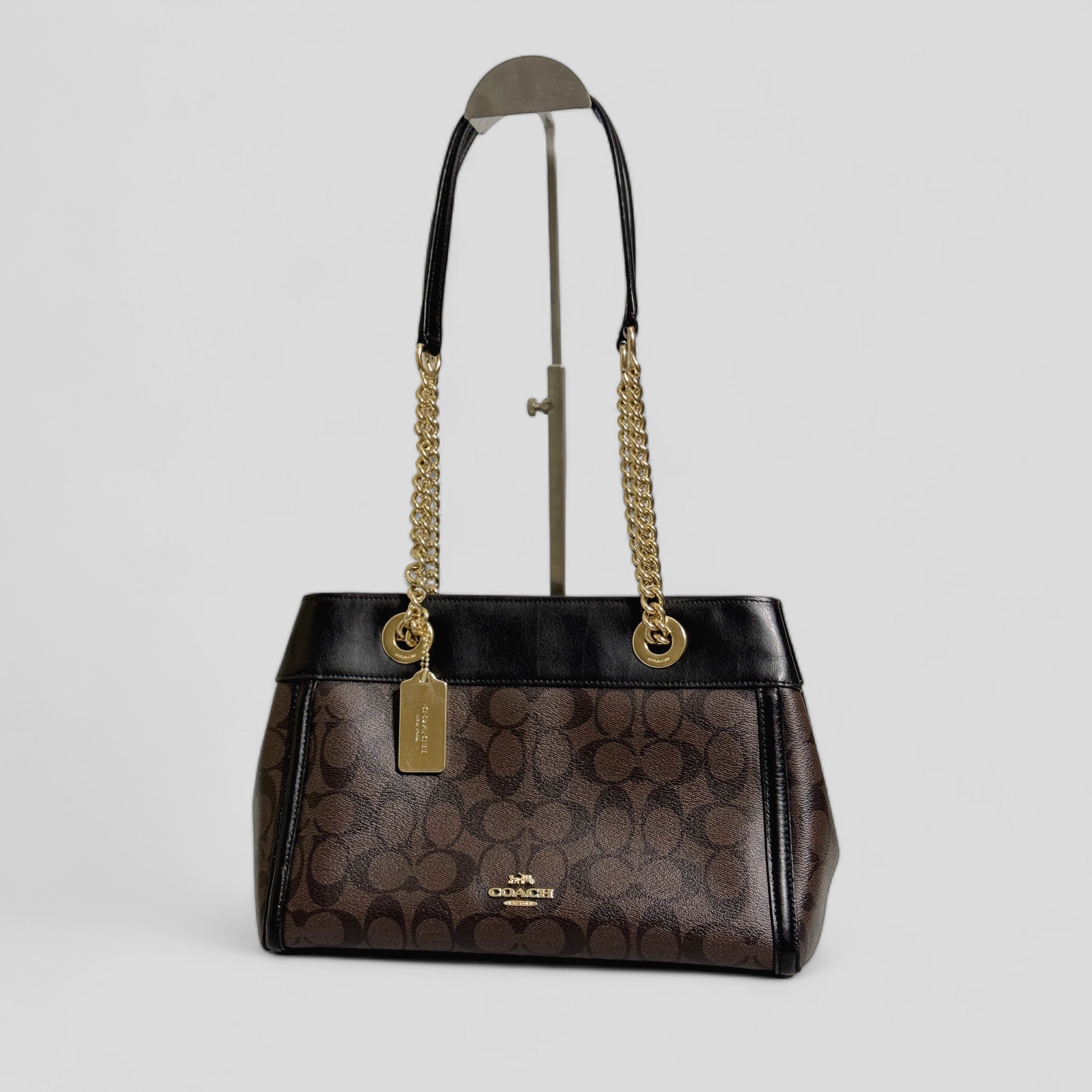 Coach Brooke Chain Carryall Shoulder Bag in Signature Canvas and Gold Hardware (Rare)