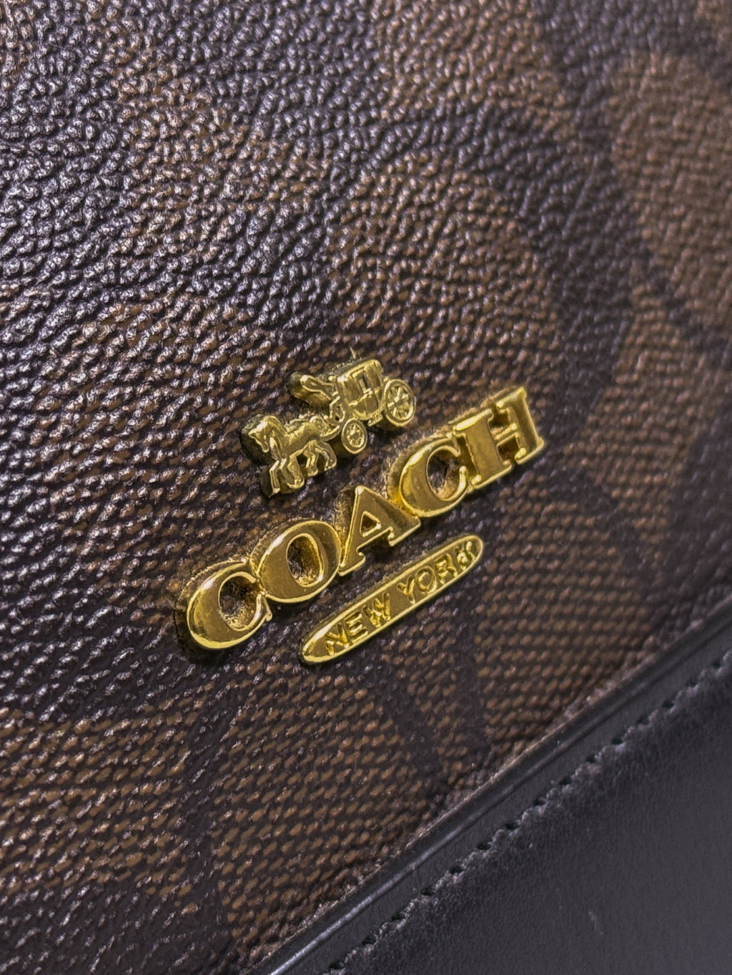Coach Mini Sierra Handbag in Signature Brown Canvas with Strap