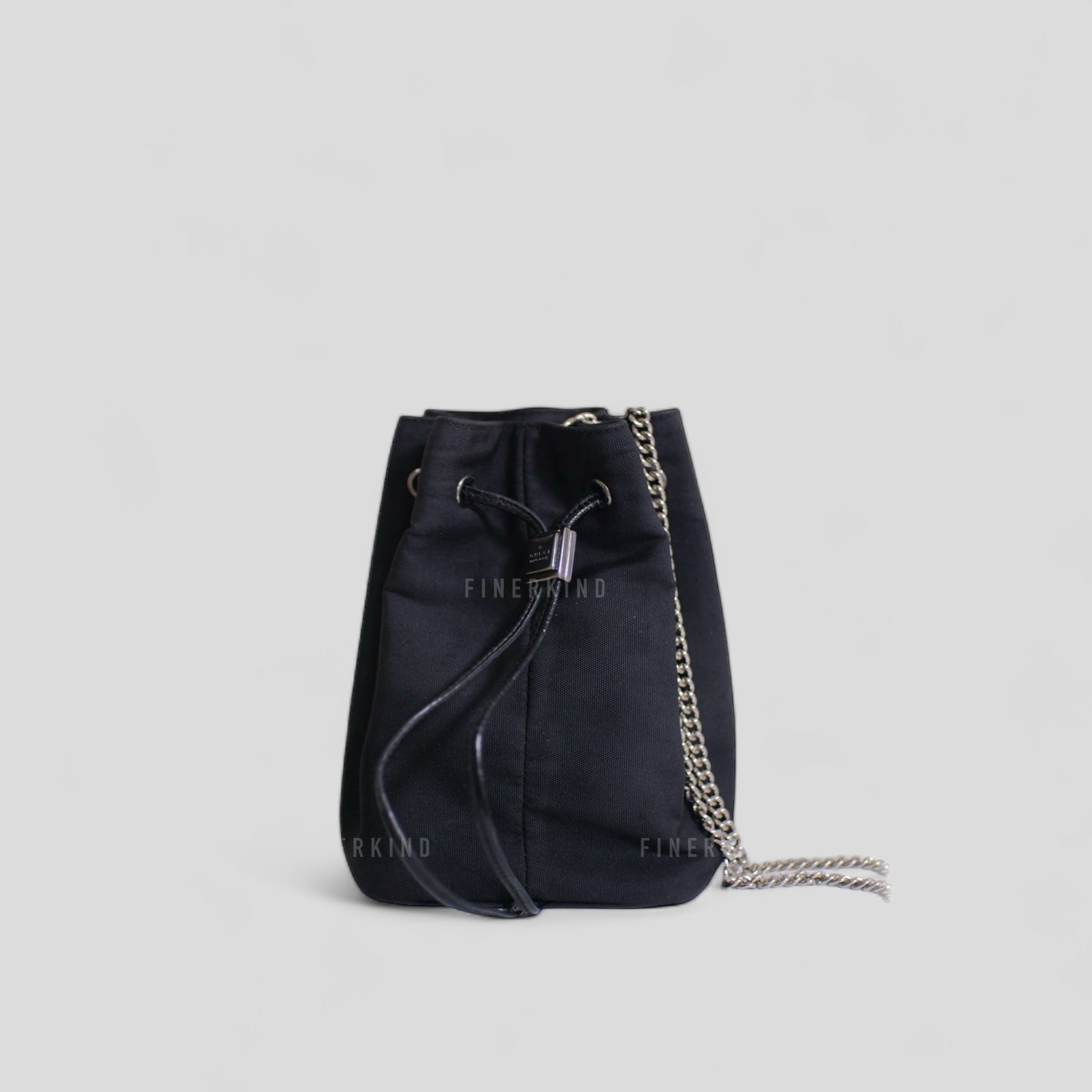 Gucci Canvas and Leather in Classic Black Bucket Bag