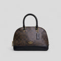 Coach Mini Sierra Handbag in Signature Brown Canvas with Strap