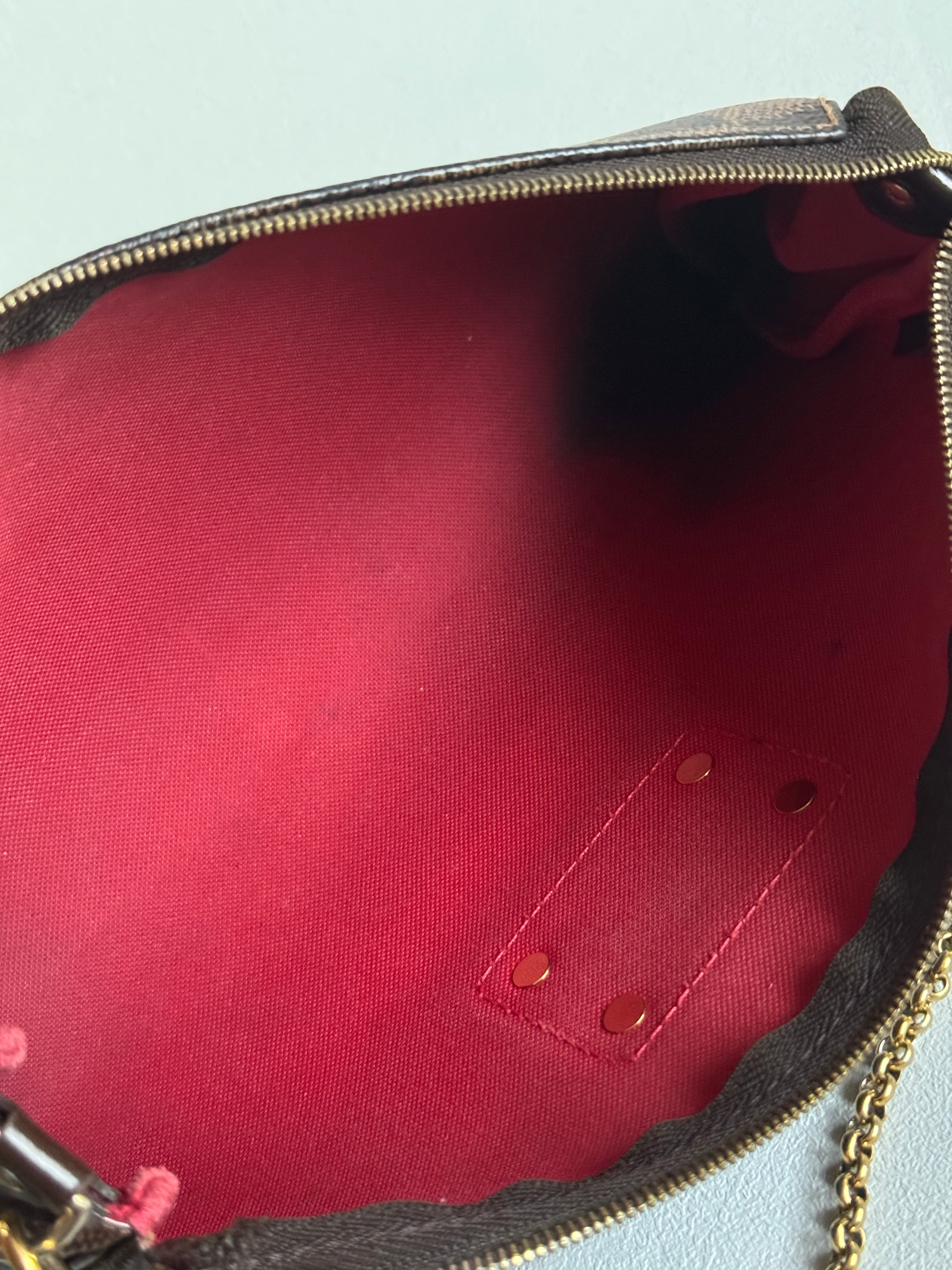 Louis Vuitton 2011 Damier Ebene Eva Pochette Handbag