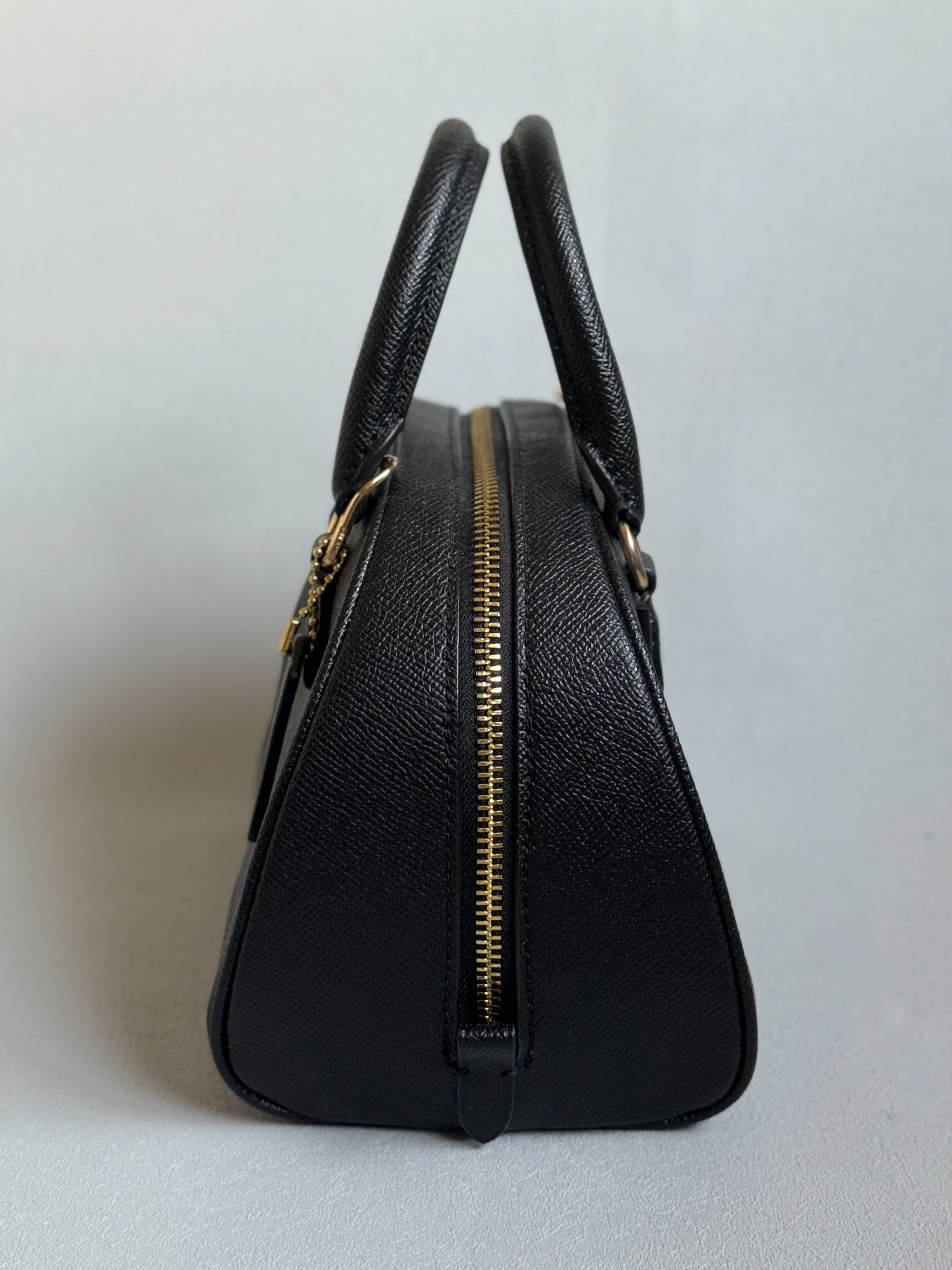 Coach Sydney Black with Strap and Gold Hardware (Burgundy Interior)