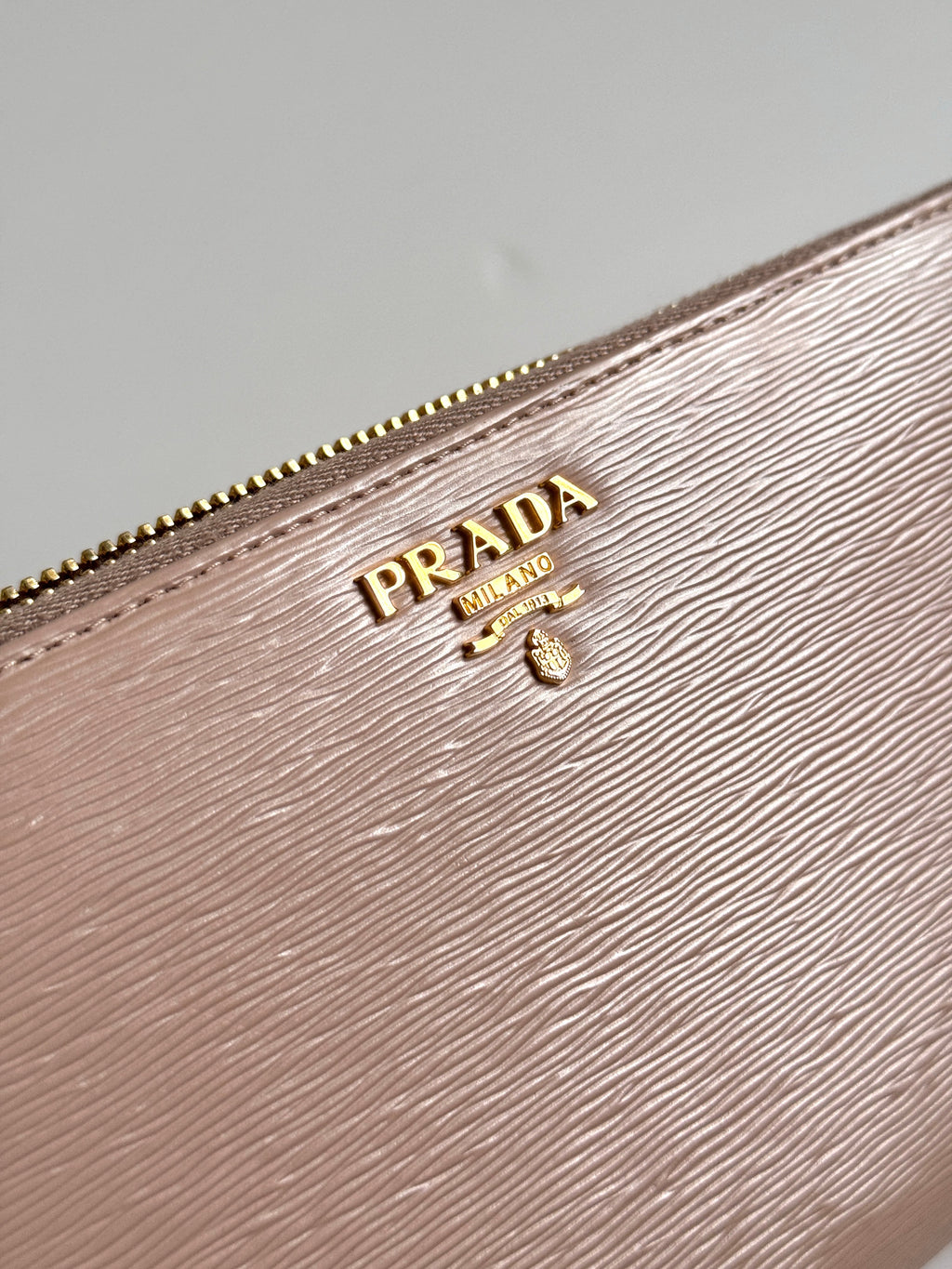 Prada Vitello Move Zip Around Long Wallet in Cammeo Nude Pink
