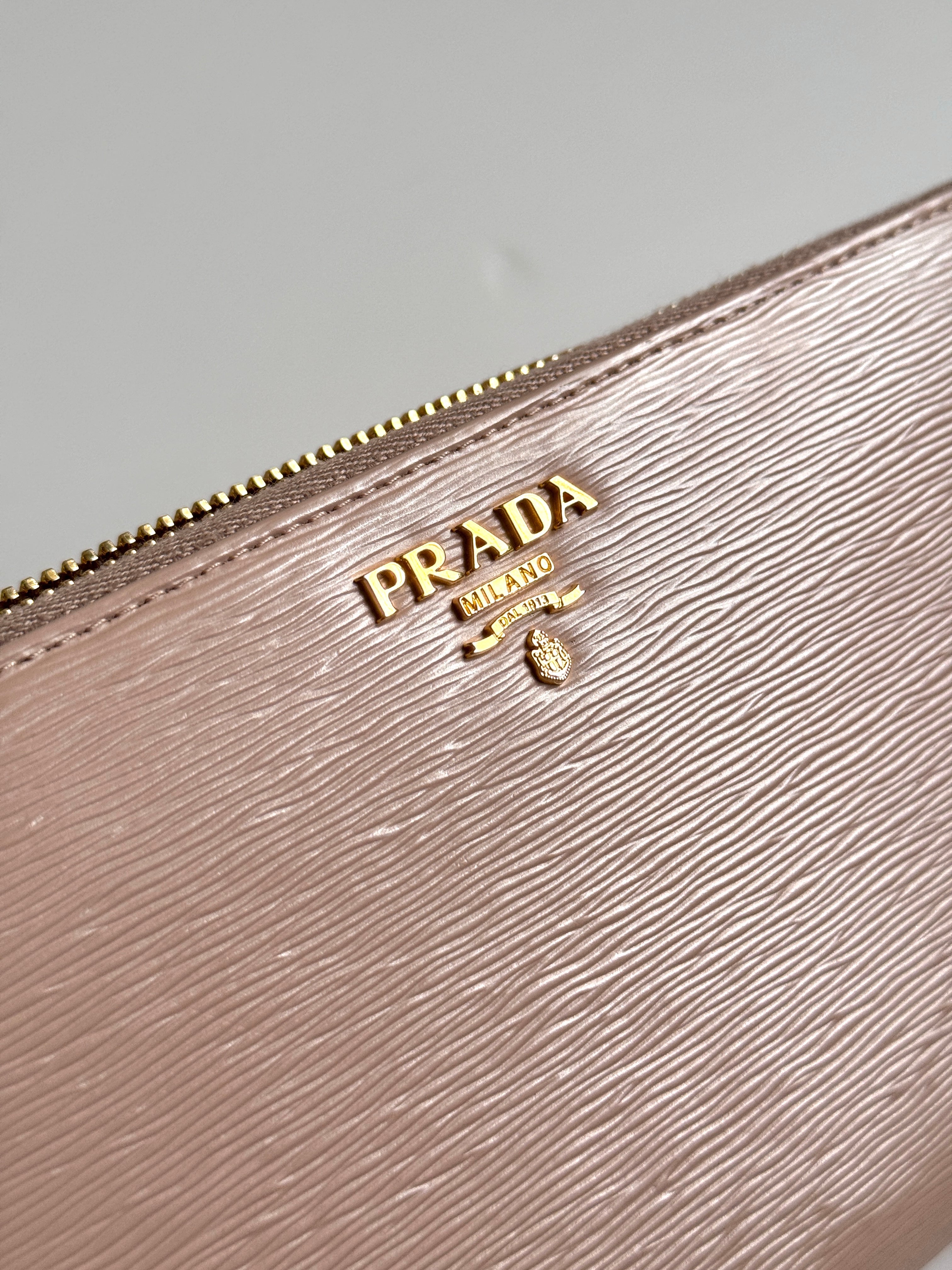Prada Vitello Move Zip Around Long Wallet in Cammeo Nude Pink