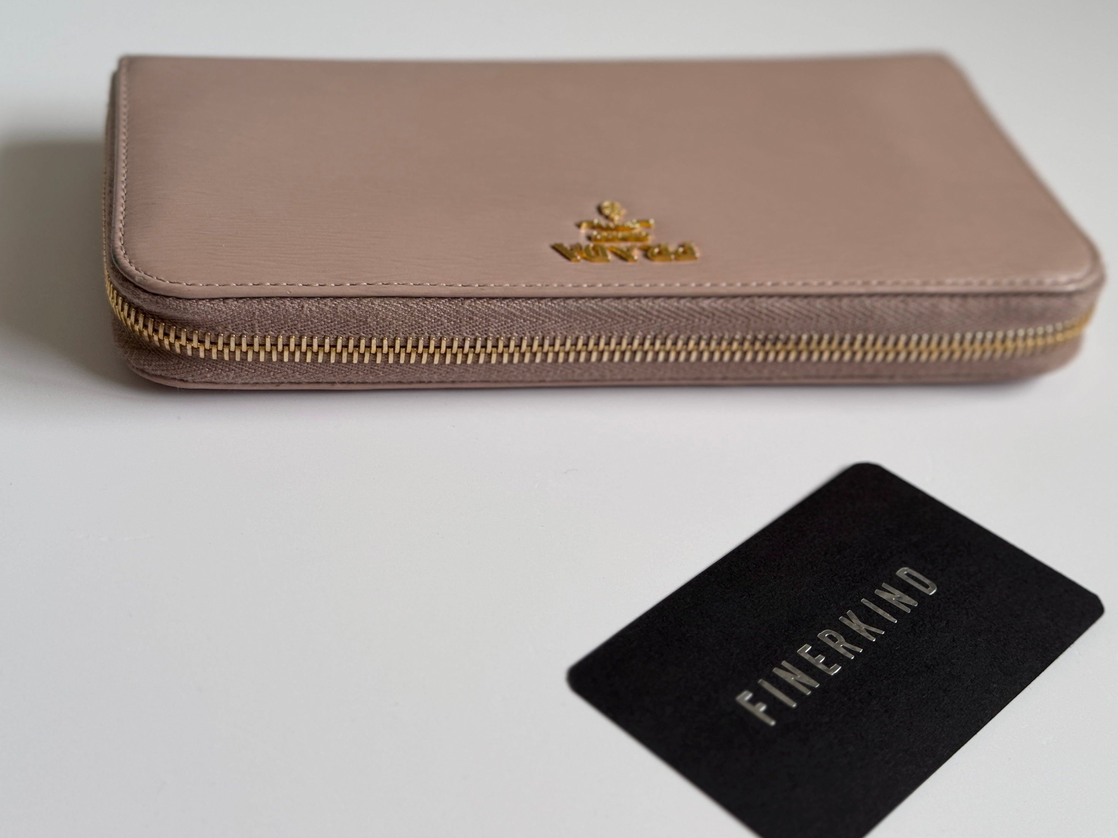 Prada Vitello Move Zip Around Long Wallet in Cammeo Nude Pink