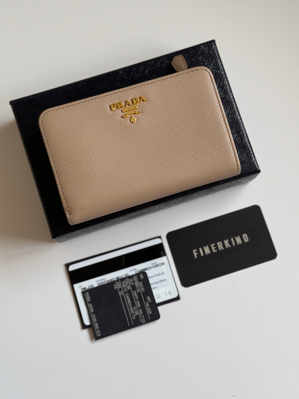 Prada Saffiano Leather Compact Wallet in Cammeo Multicolor