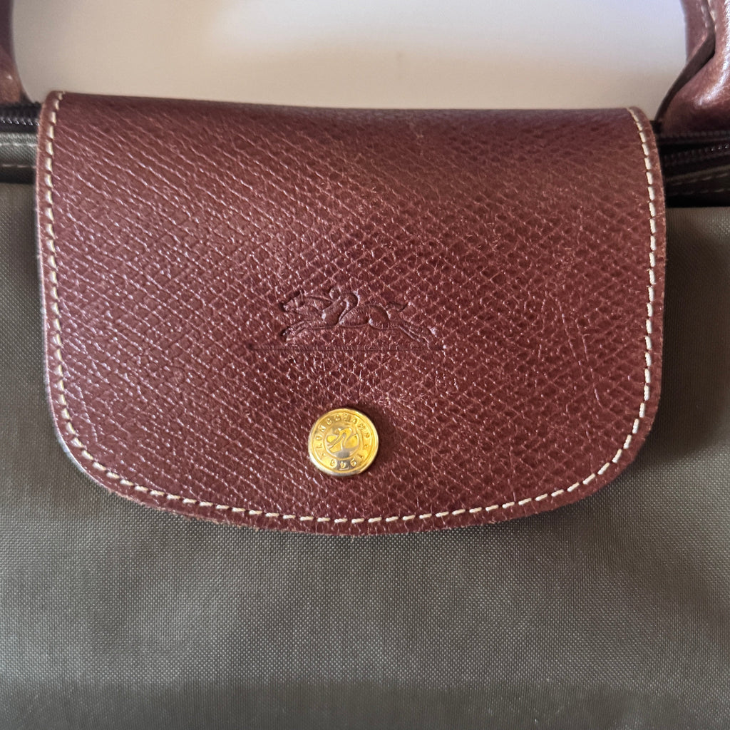 Longchamp Le Pliage Navy Blue & Green Small & Large Short Handle
