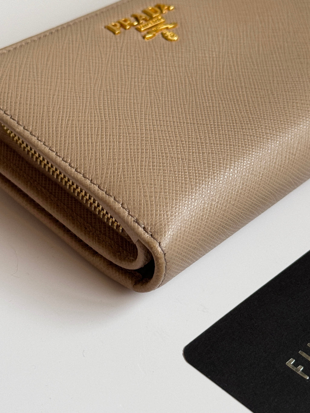 Prada Saffiano Leather Compact Wallet in Cammeo Multicolor