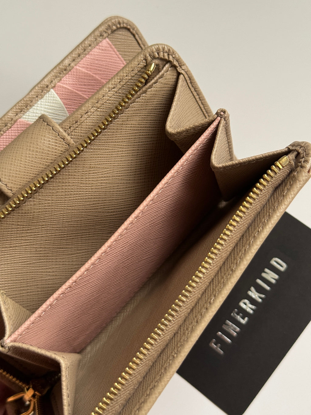 Prada Saffiano Leather Compact Wallet in Cammeo Multicolor