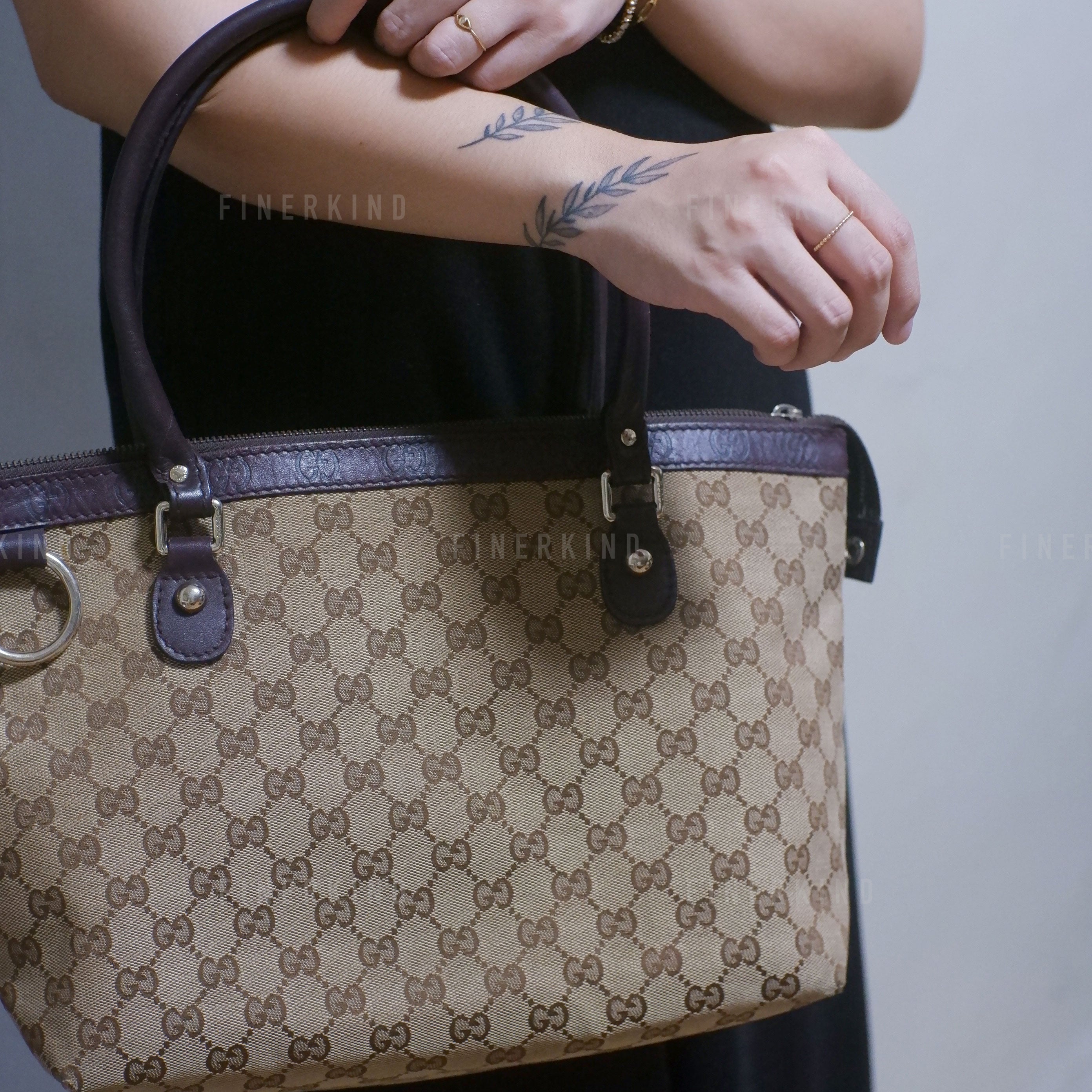 Gucci GG Canvas and Leather Tote Bag