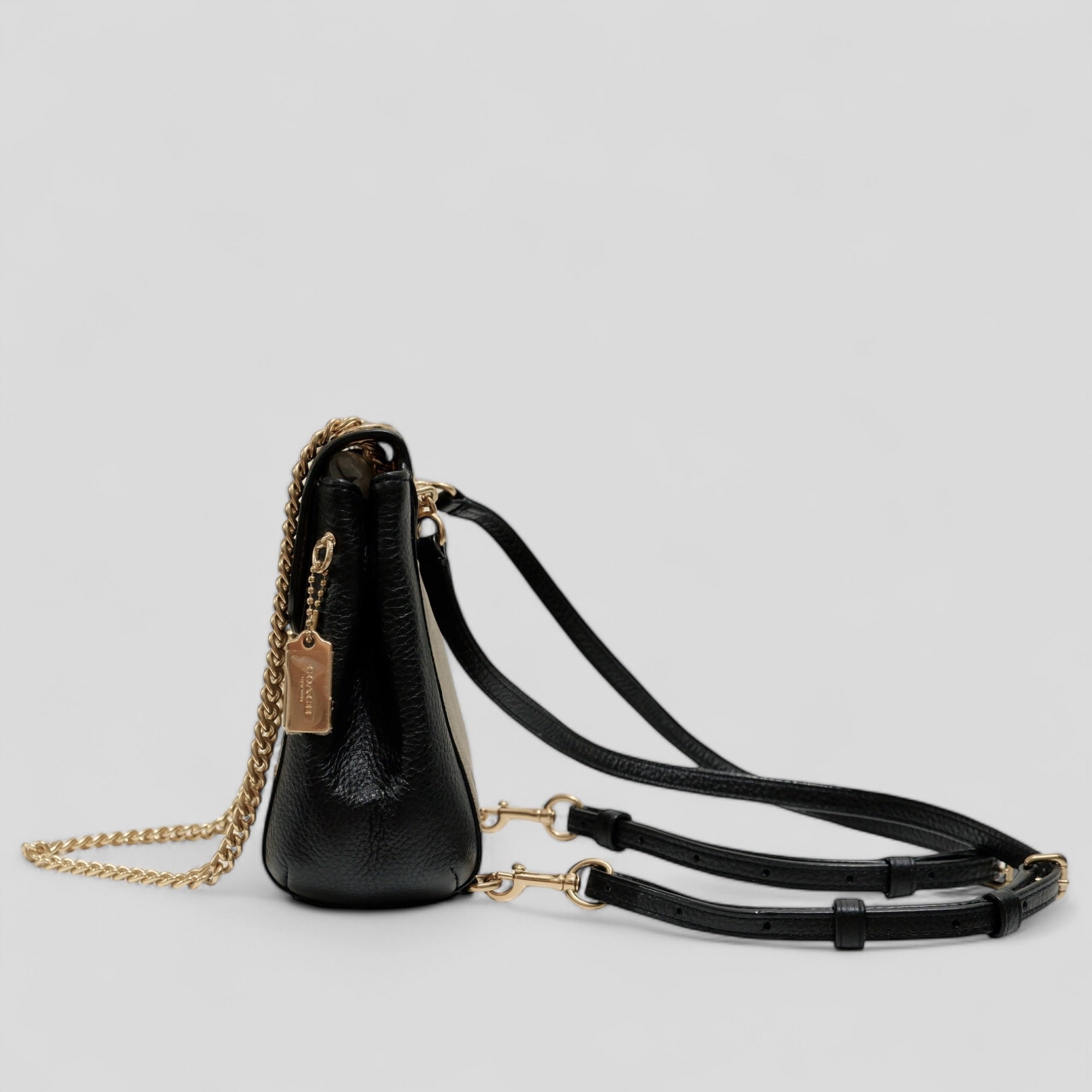 Coach Convertible Mini Backpack in Black and Khaki Signature Canvas