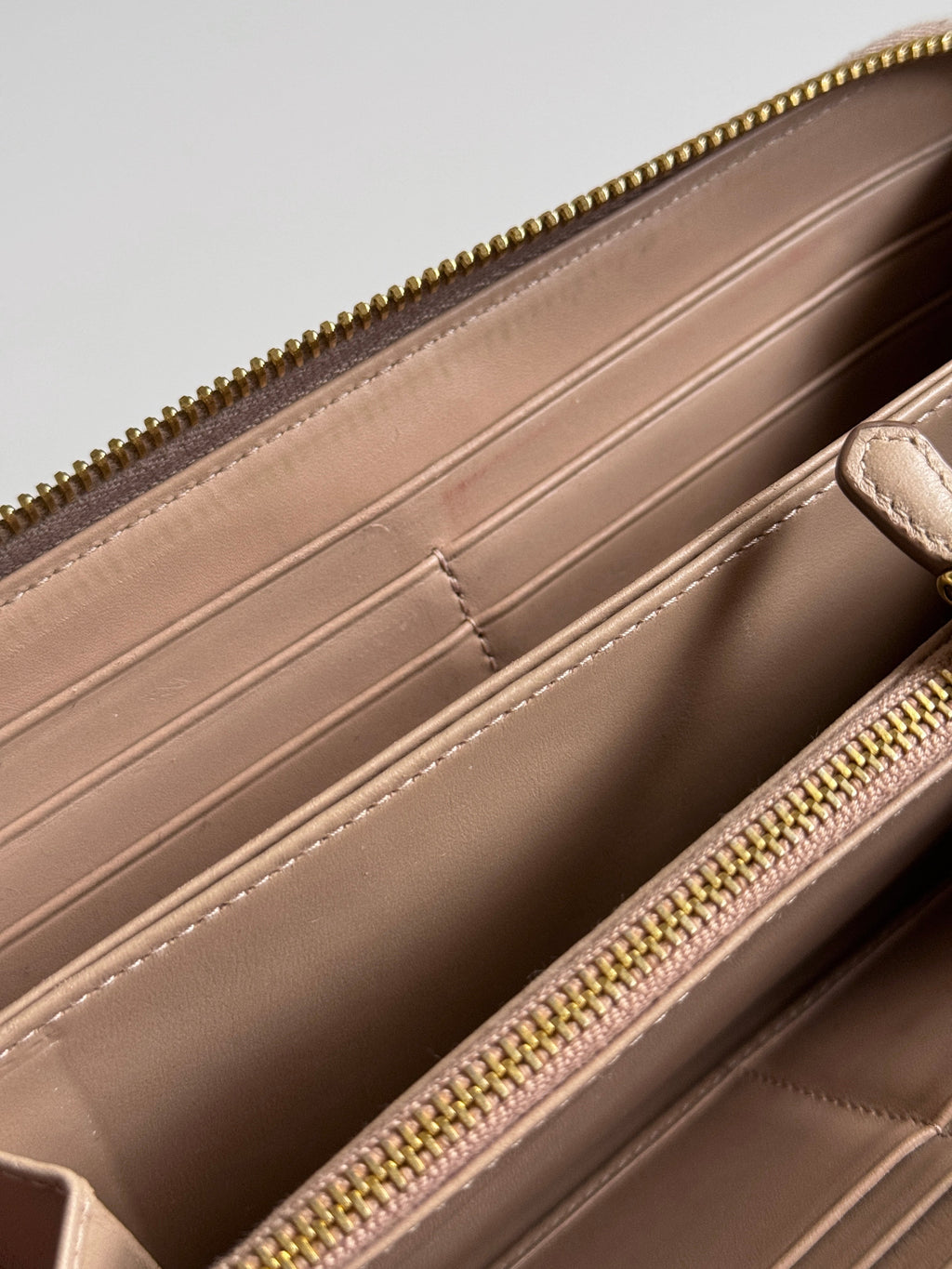 Prada Vitello Move Zip Around Long Wallet in Cammeo Nude Pink