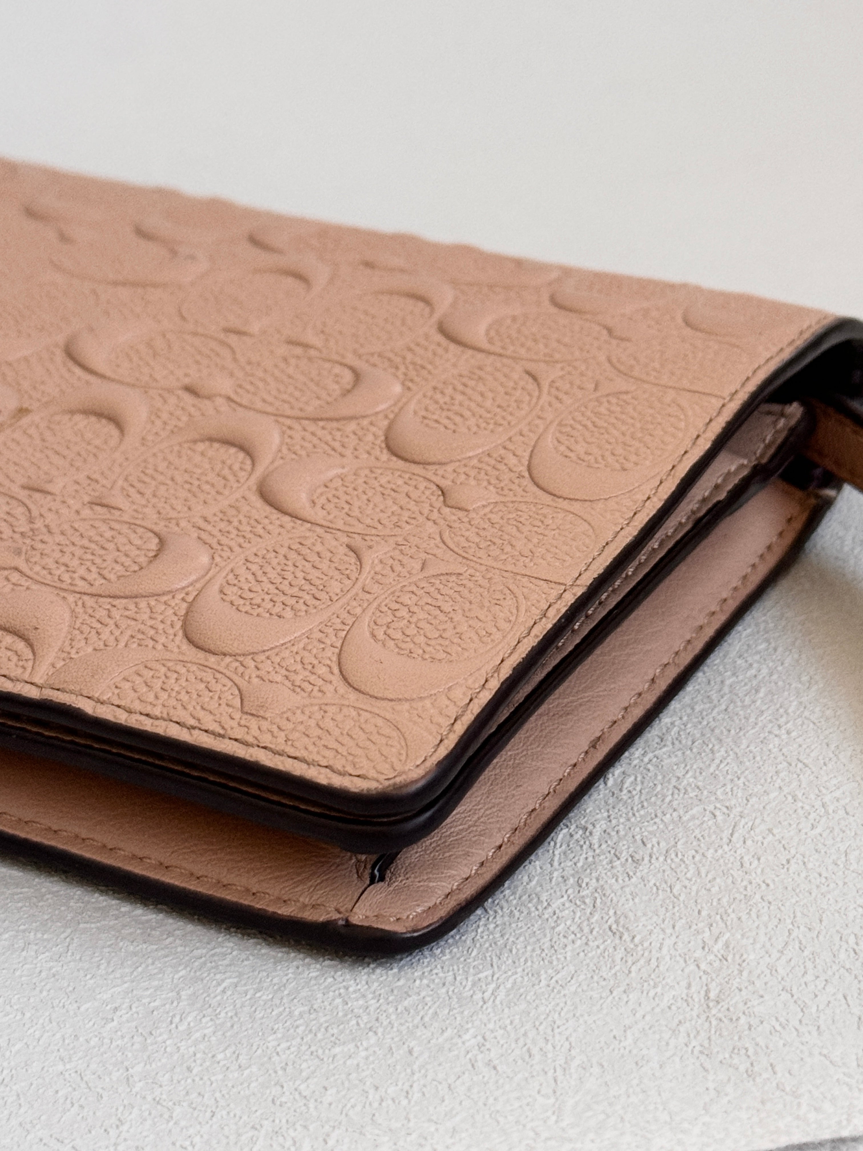 Coach Dusty Rose Pink Embossed Logo Anna Foldover Crossbody Bag
