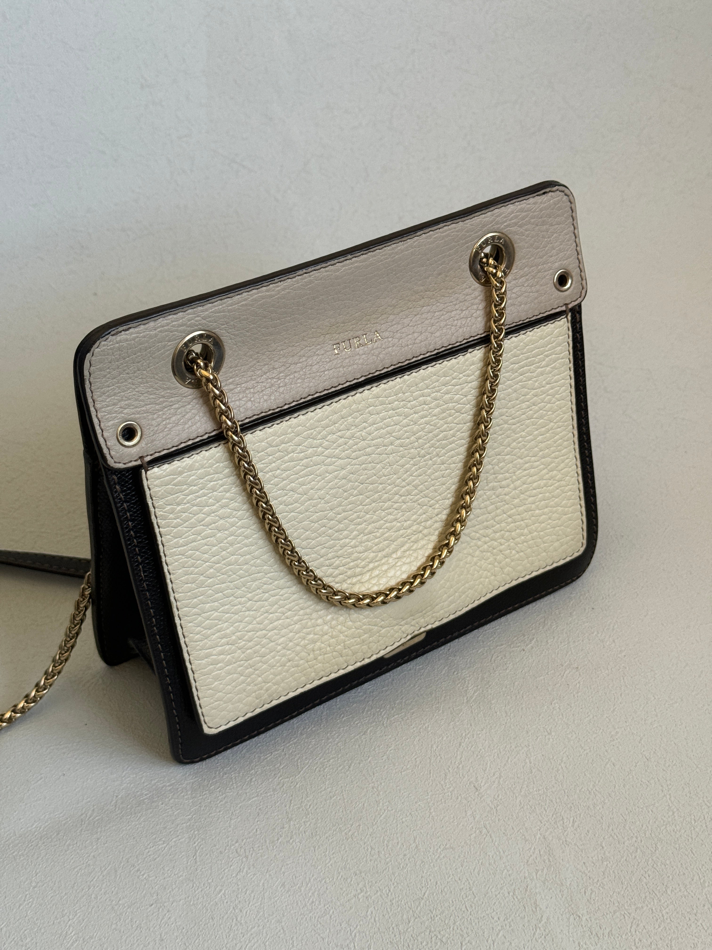 Furla Black / Baby Pink / Cream Gold Hardware Crossbody Bag