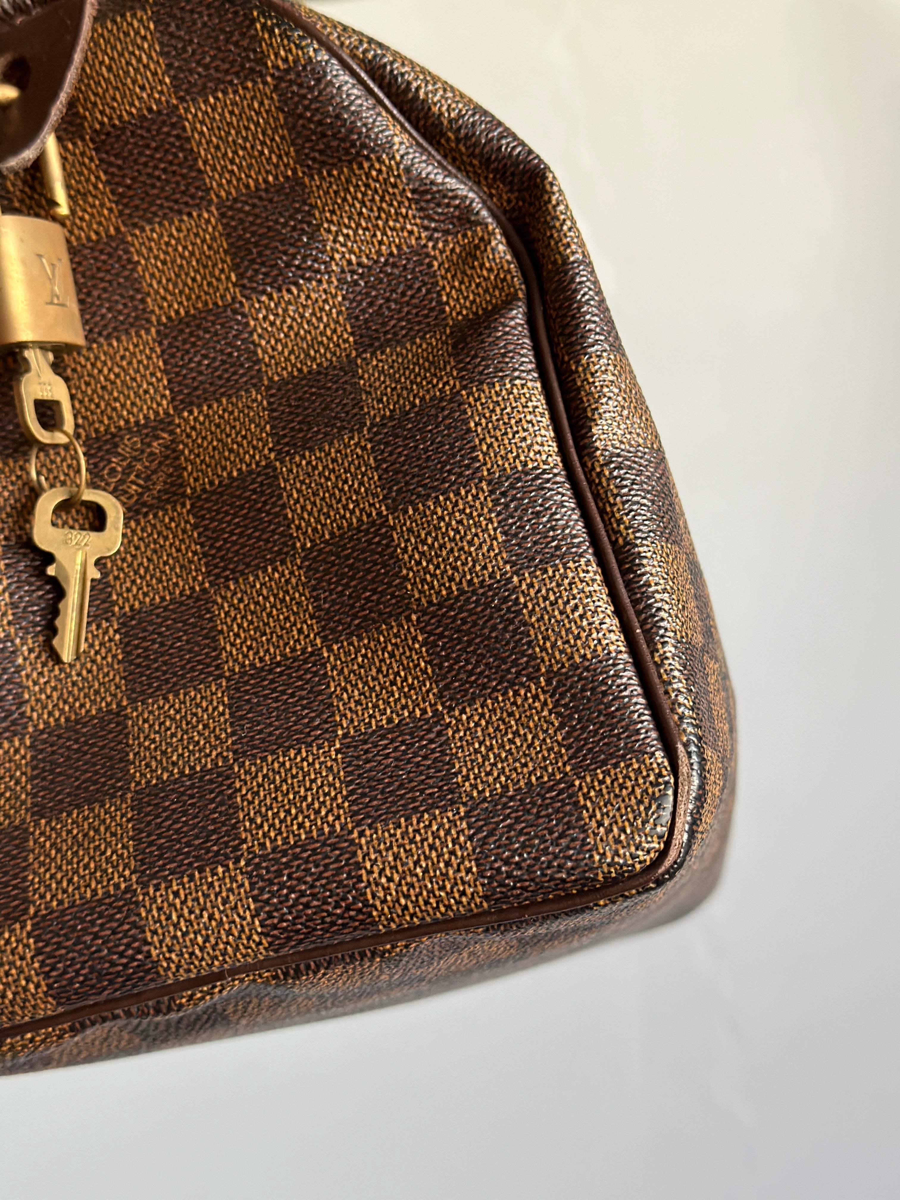 Louis Vuitton 2007 Damier Ebene Canvas Speedy 25 Handbag