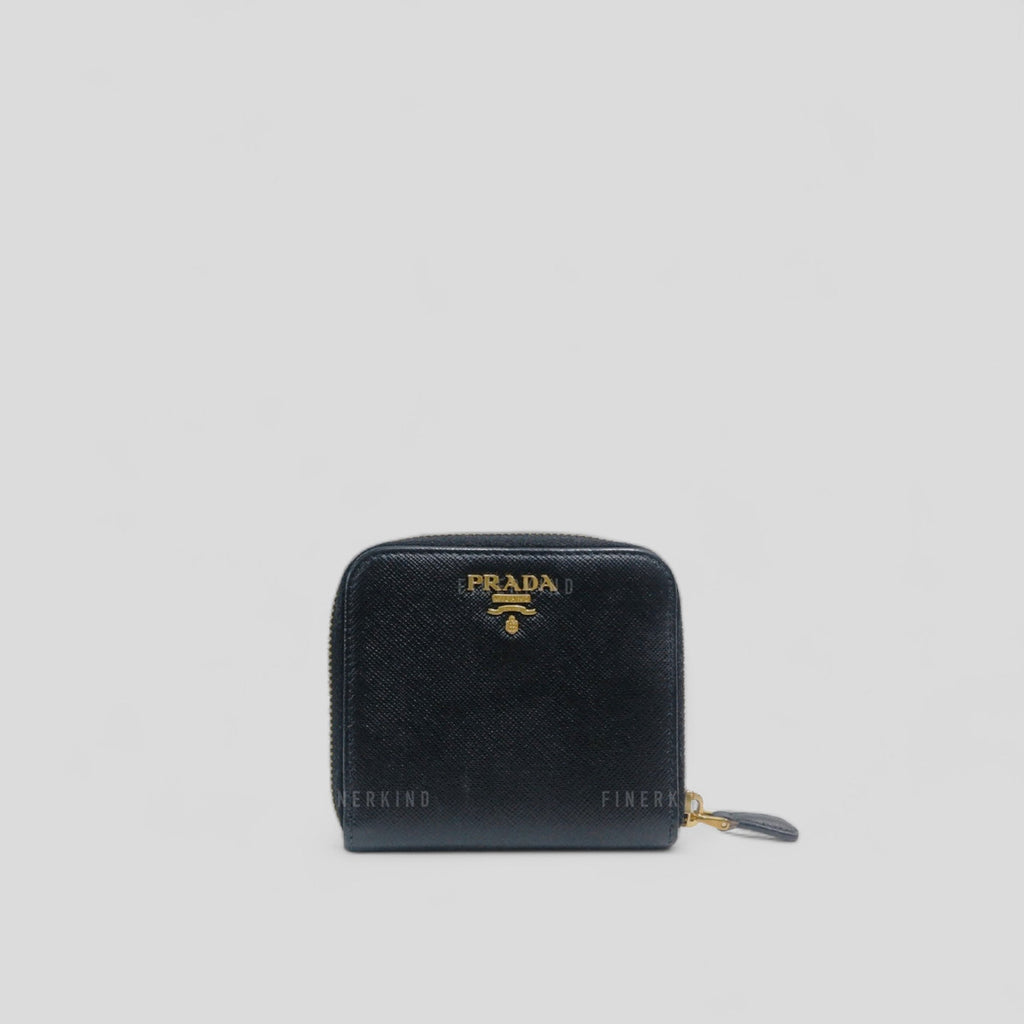 Prada Black Saffiano Leather Compact Wallet