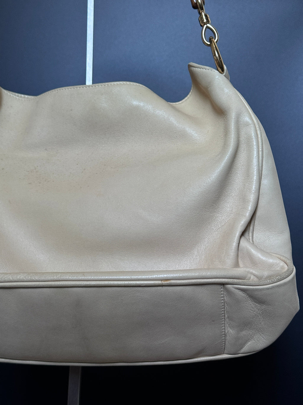 Gucci Cream Buttery Soft Leather Bamboo Top Handle Bag