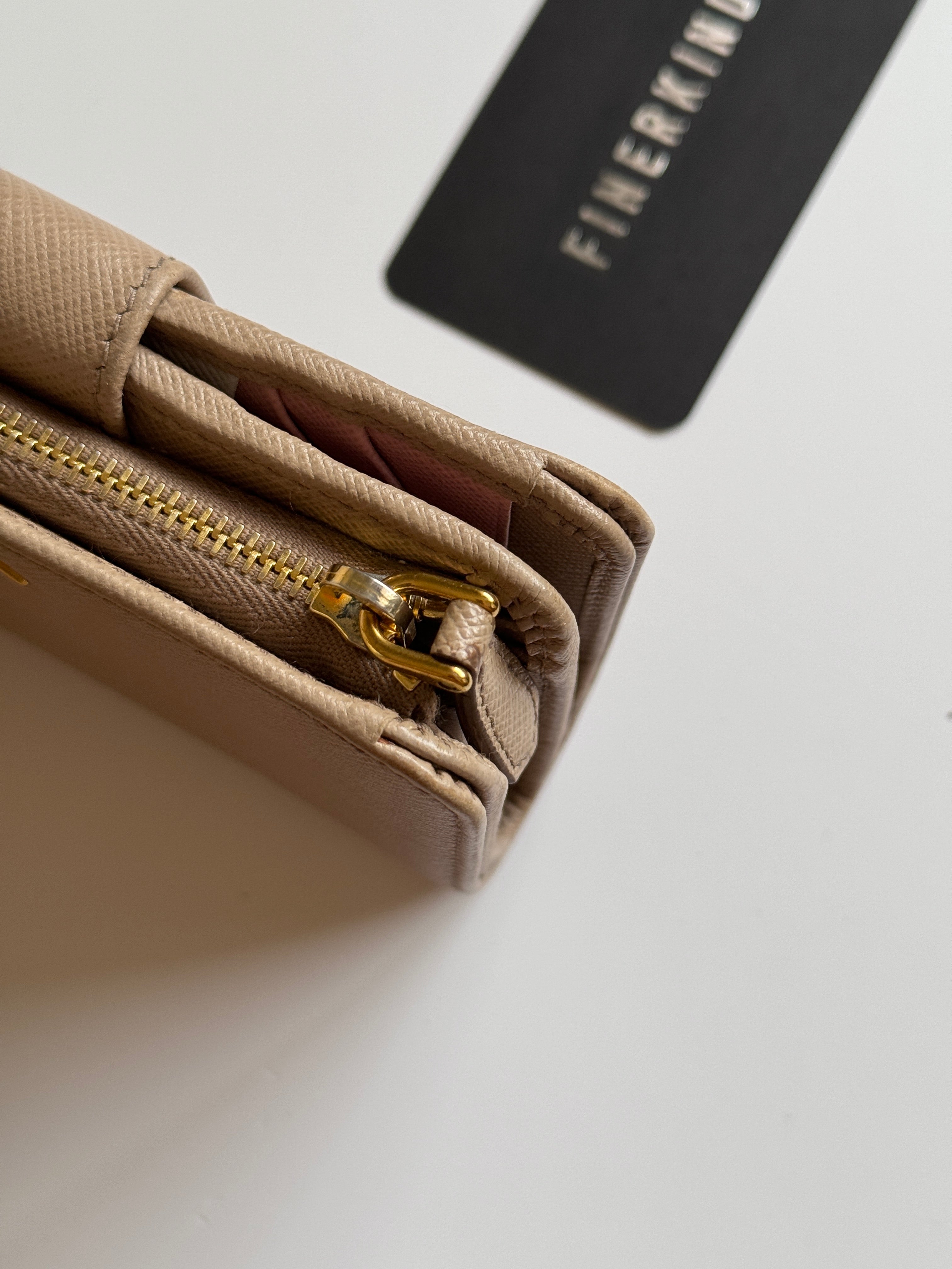 Prada Saffiano Leather Compact Wallet in Cammeo Multicolor