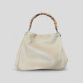 Gucci Cream Buttery Soft Leather Bamboo Top Handle Bag