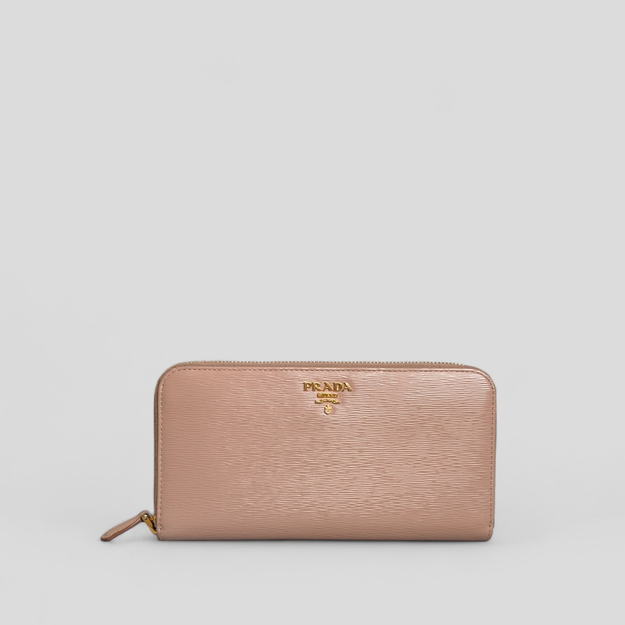 Prada Vitello Move Zip Around Long Wallet in Cammeo Nude Pink