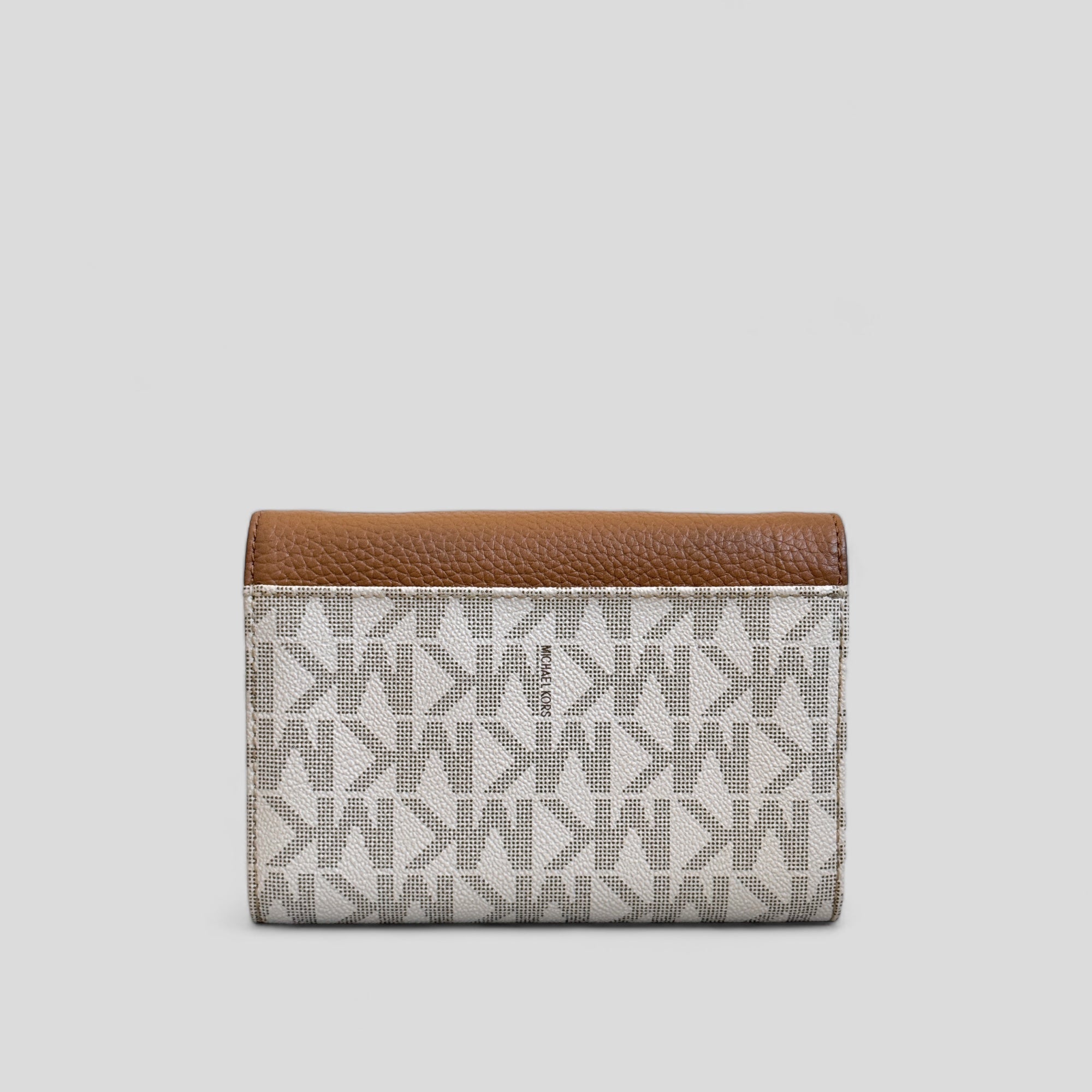 Michael Kors Tan and Off White Wallet on Gold Chain Crossbody Bag
