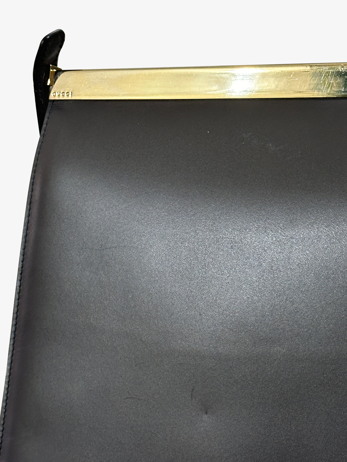 Gucci Vintage Black Leather and Gold Hardware Shoulder Bag