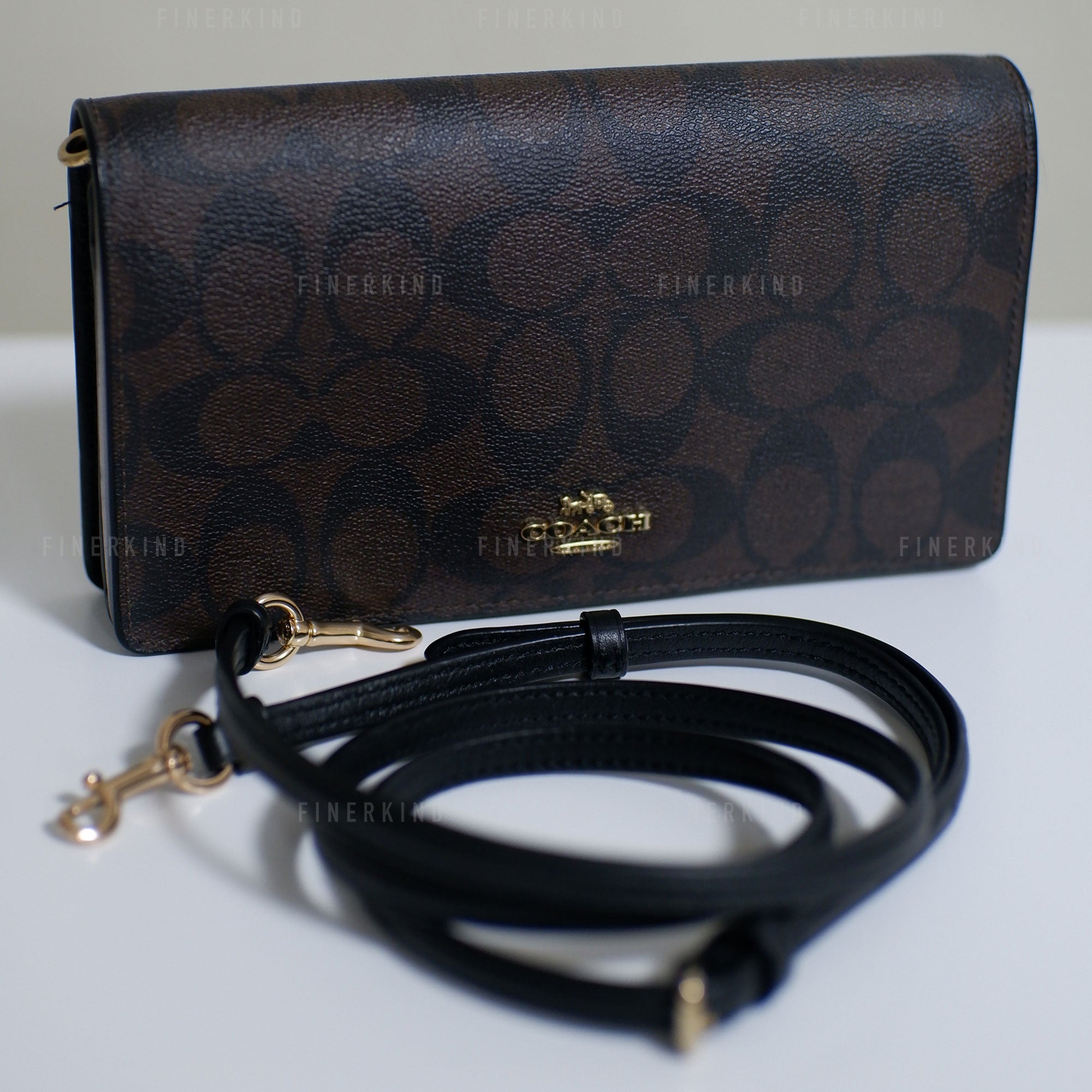 Coach Anna Foldover Crossbody Clutch In Signature Canvas