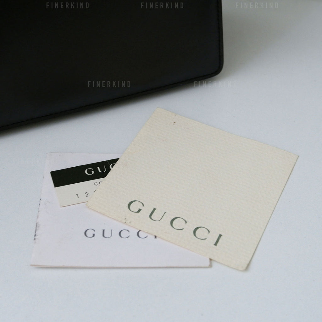 Gucci Vintage Black Leather and Gold Hardware Shoulder Bag