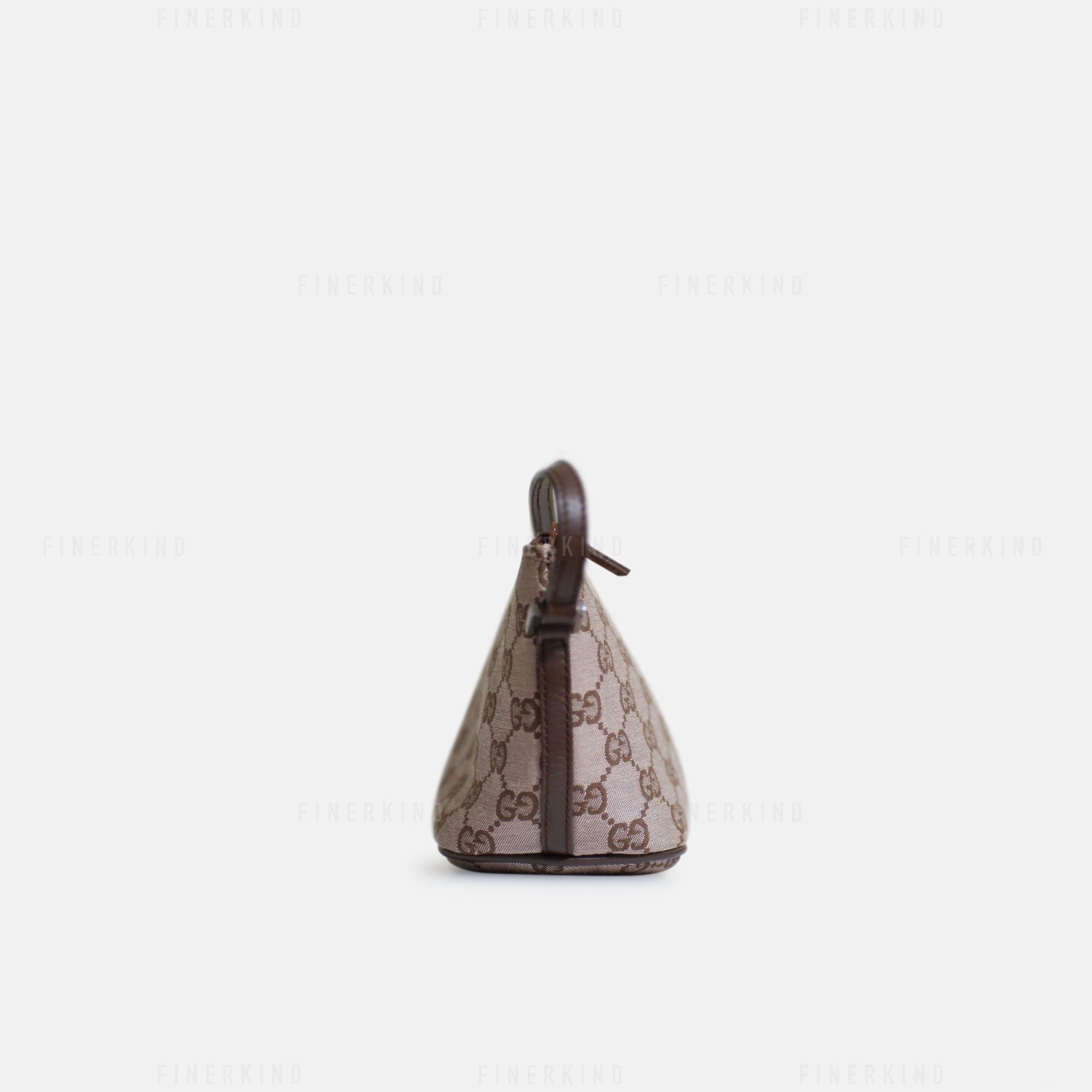 Gucci GG Canvas and Espresso Leather Boat Pochette Bag