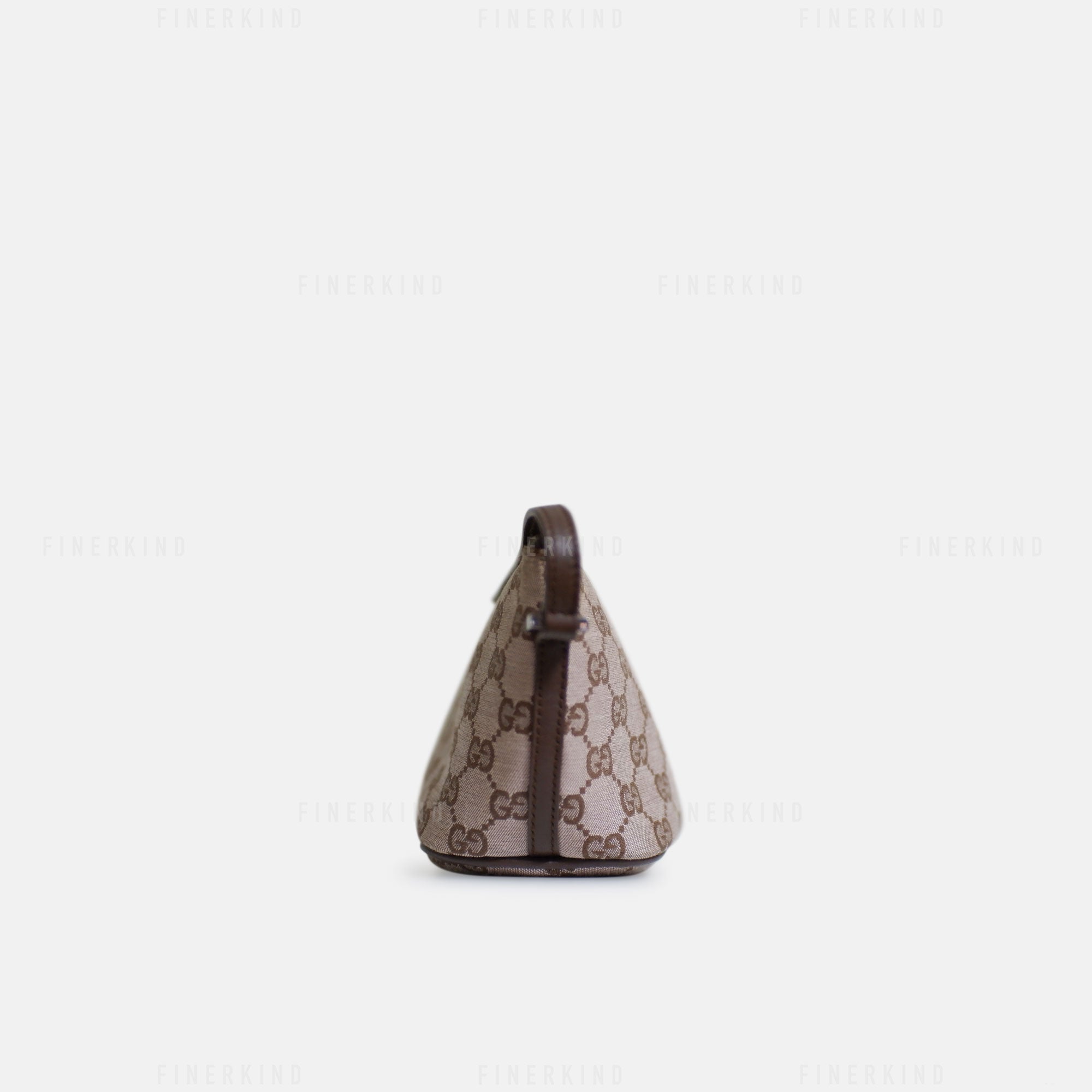 Gucci GG Canvas and Espresso Leather Boat Pochette Bag