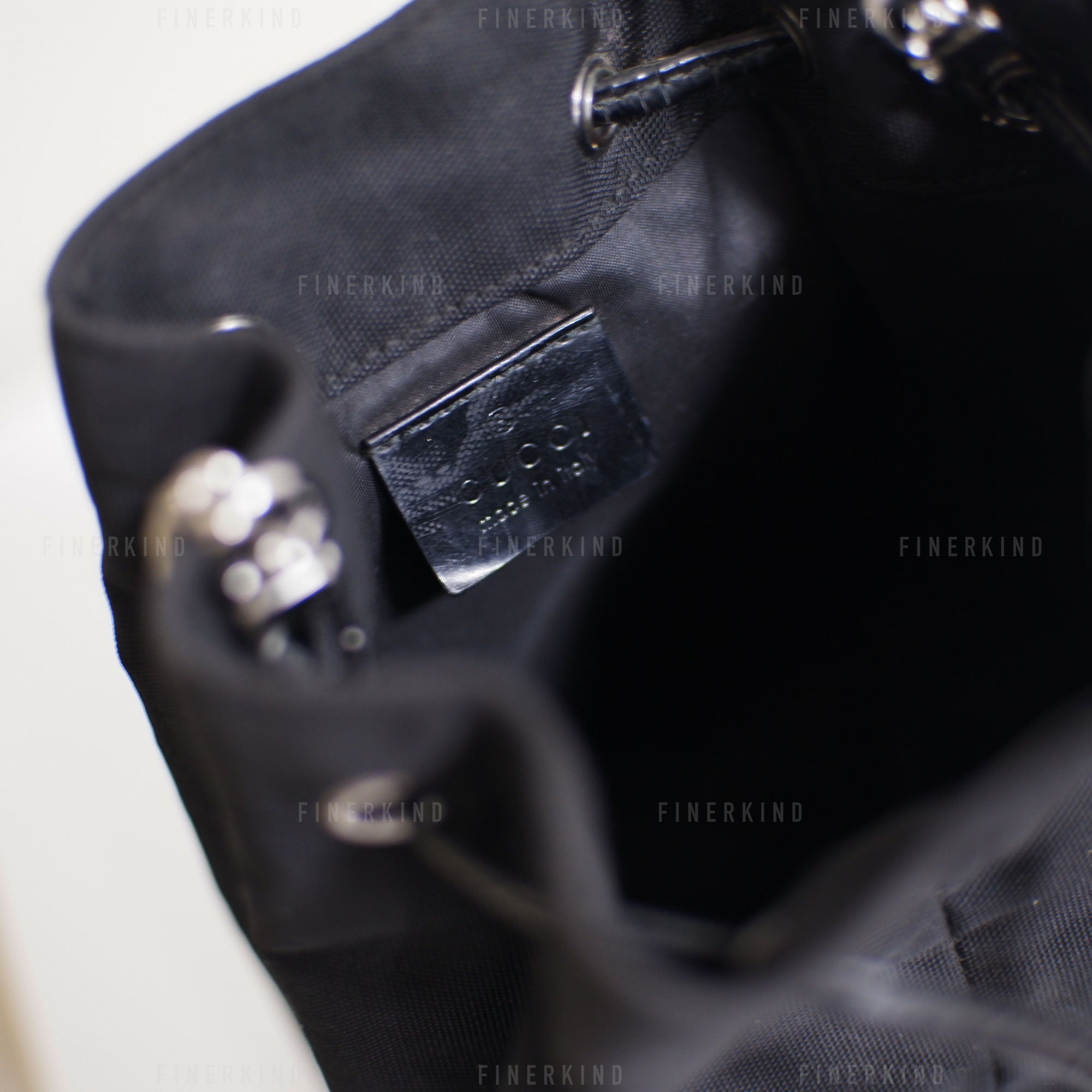 Gucci Canvas and Leather in Classic Black Bucket Bag