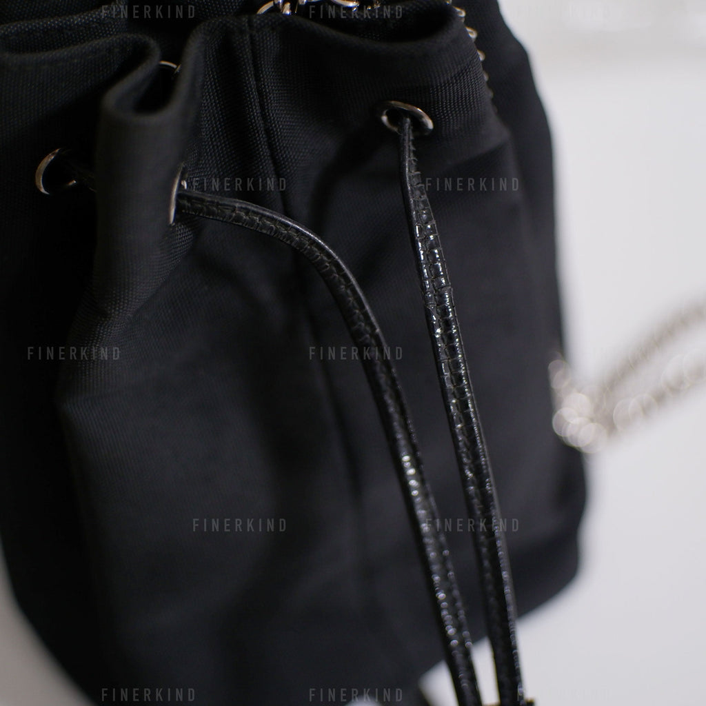 Gucci Canvas and Leather in Classic Black Bucket Bag