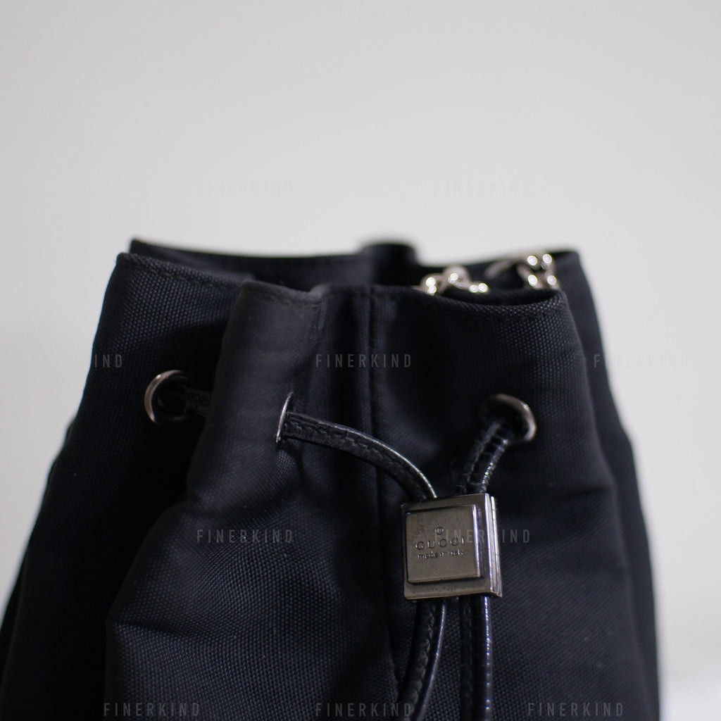 Gucci Canvas and Leather in Classic Black Bucket Bag