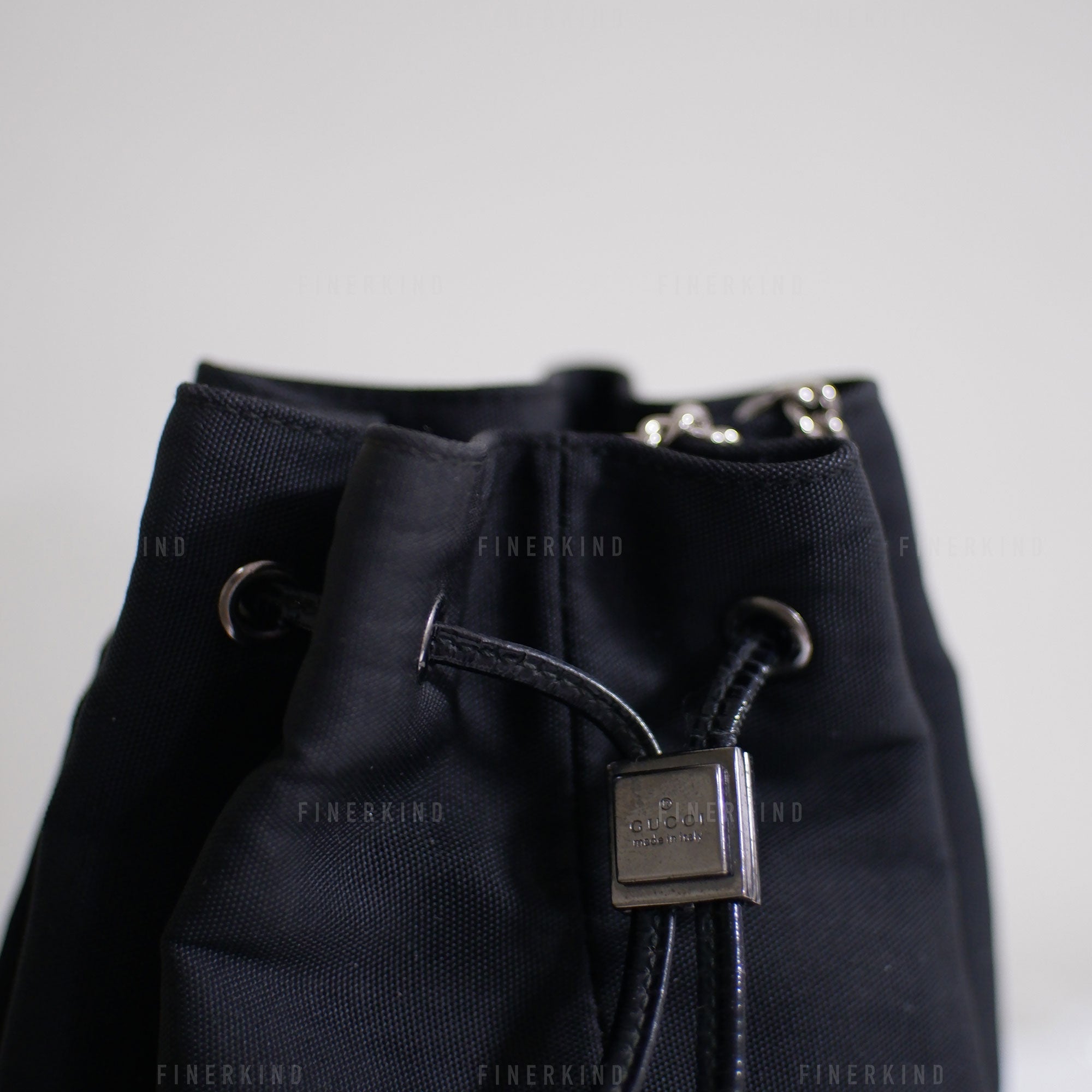 Gucci Canvas and Leather in Classic Black Bucket Bag