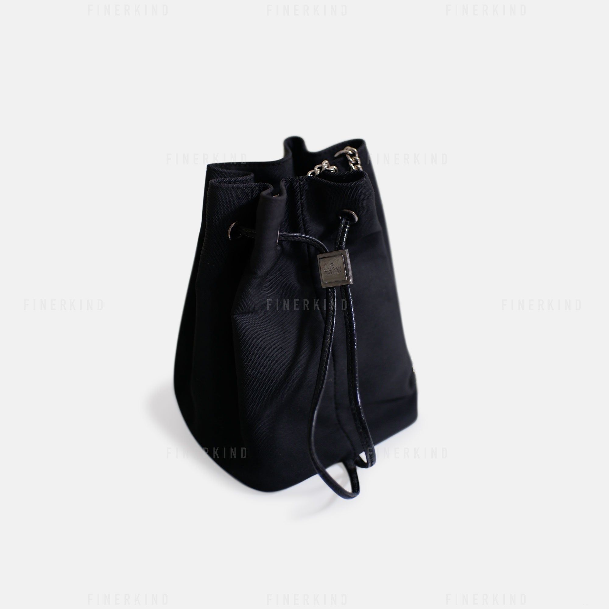 Gucci Canvas and Leather in Classic Black Bucket Bag