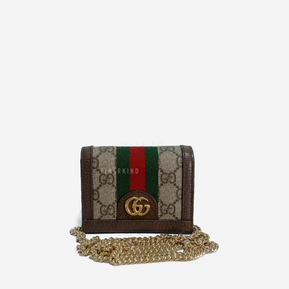 Gucci Ophidia GG Sherry Line Leather Compact Wallet on Chain