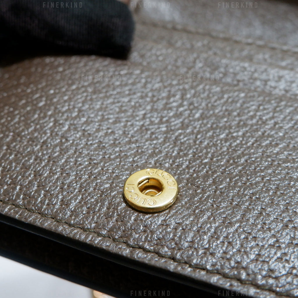 Gucci Ophidia GG Sherry Line Leather Compact Wallet on Chain
