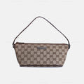 Gucci GG Canvas and Light Espresso Leather Boat Pochette Bag