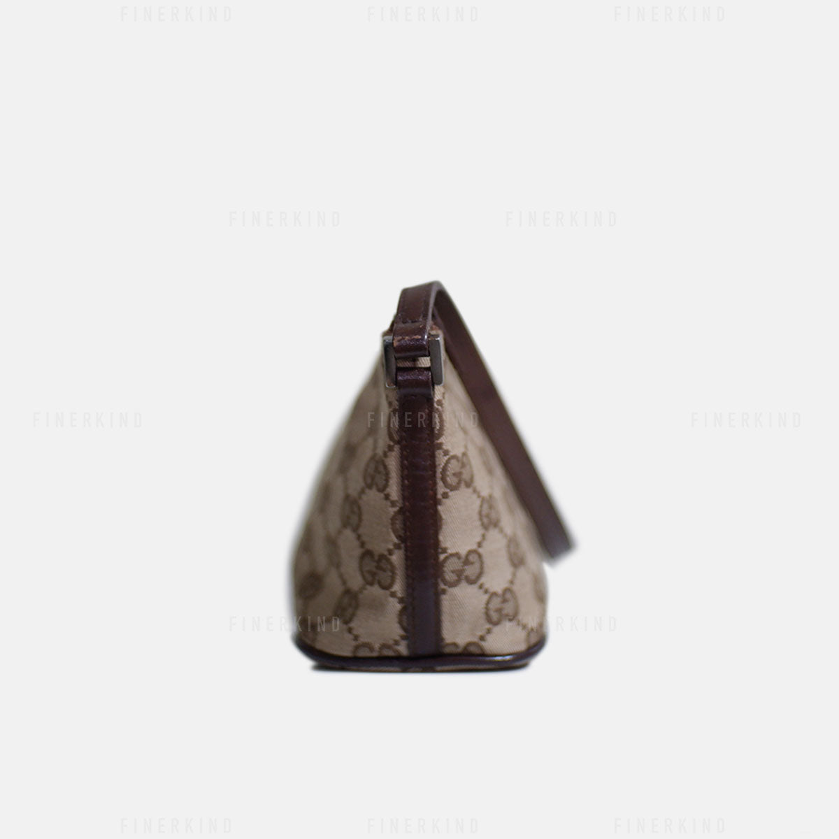 Gucci GG Canvas and Light Espresso Leather Boat Pochette Bag