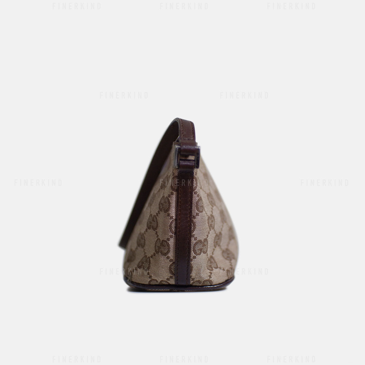 Gucci GG Canvas and Light Espresso Leather Boat Pochette Bag