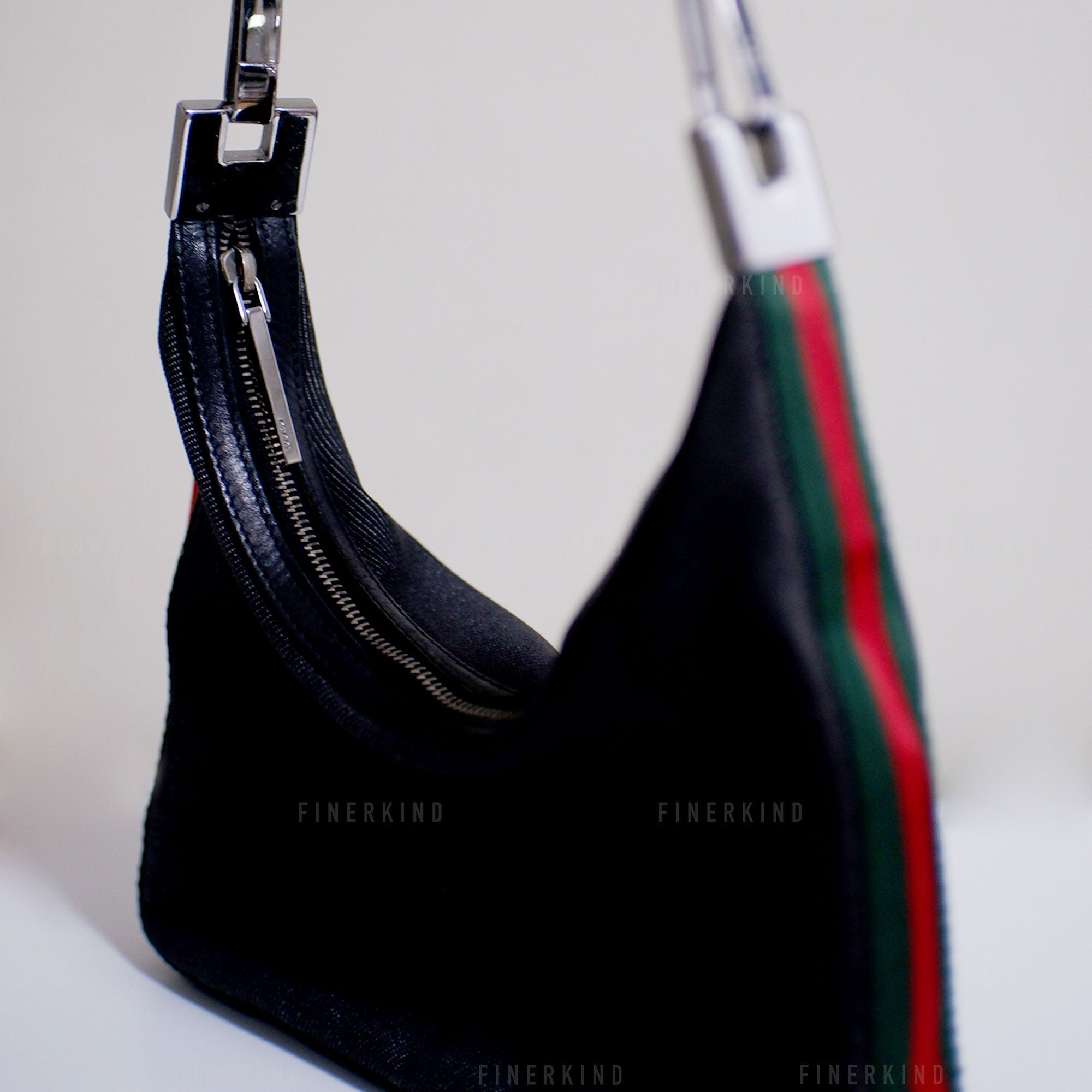 Gucci Cherry Line Black Denim Hobo Bag