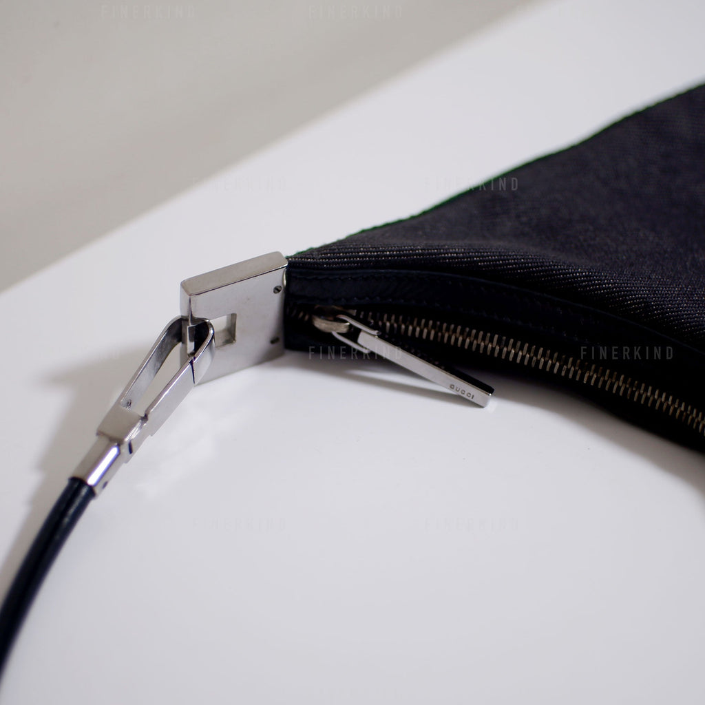 Gucci Cherry Line Black Denim Hobo Bag