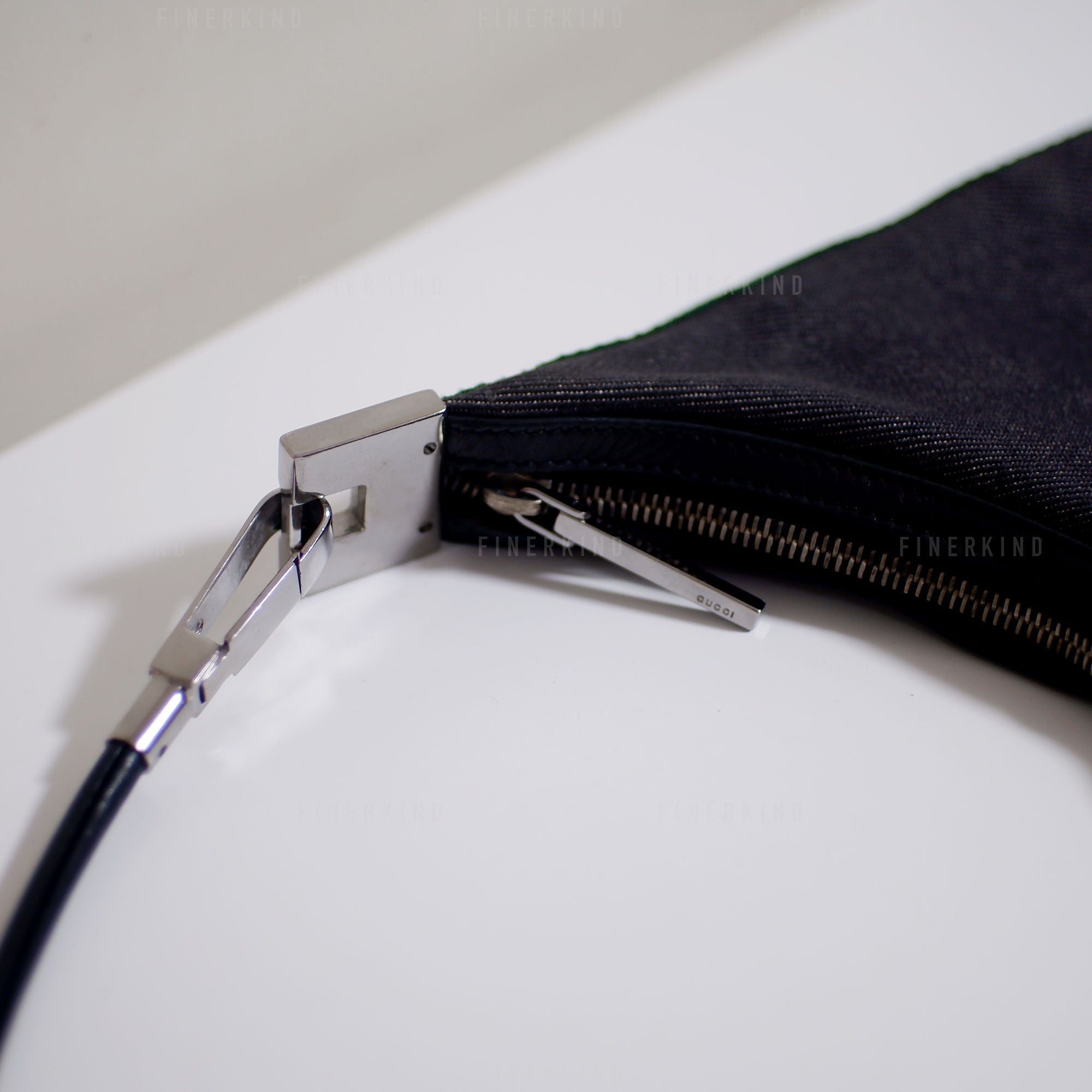 Gucci Cherry Line Black Denim Hobo Bag