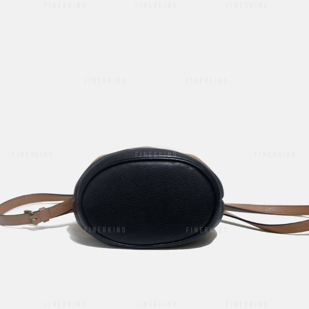 Michael Kors Color Block Tan and Black Mini Bucket Bag