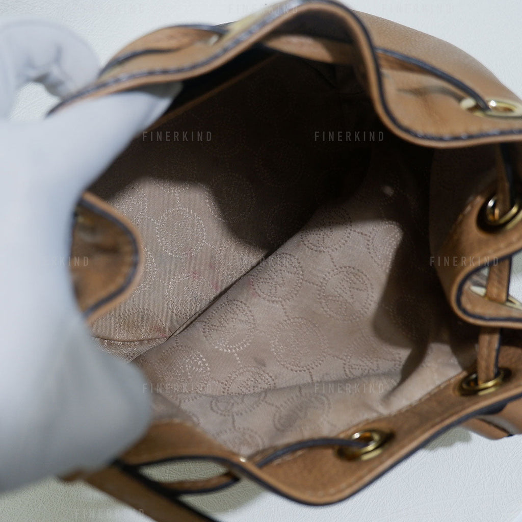 Michael Kors Color Block Tan and Black Mini Bucket Bag