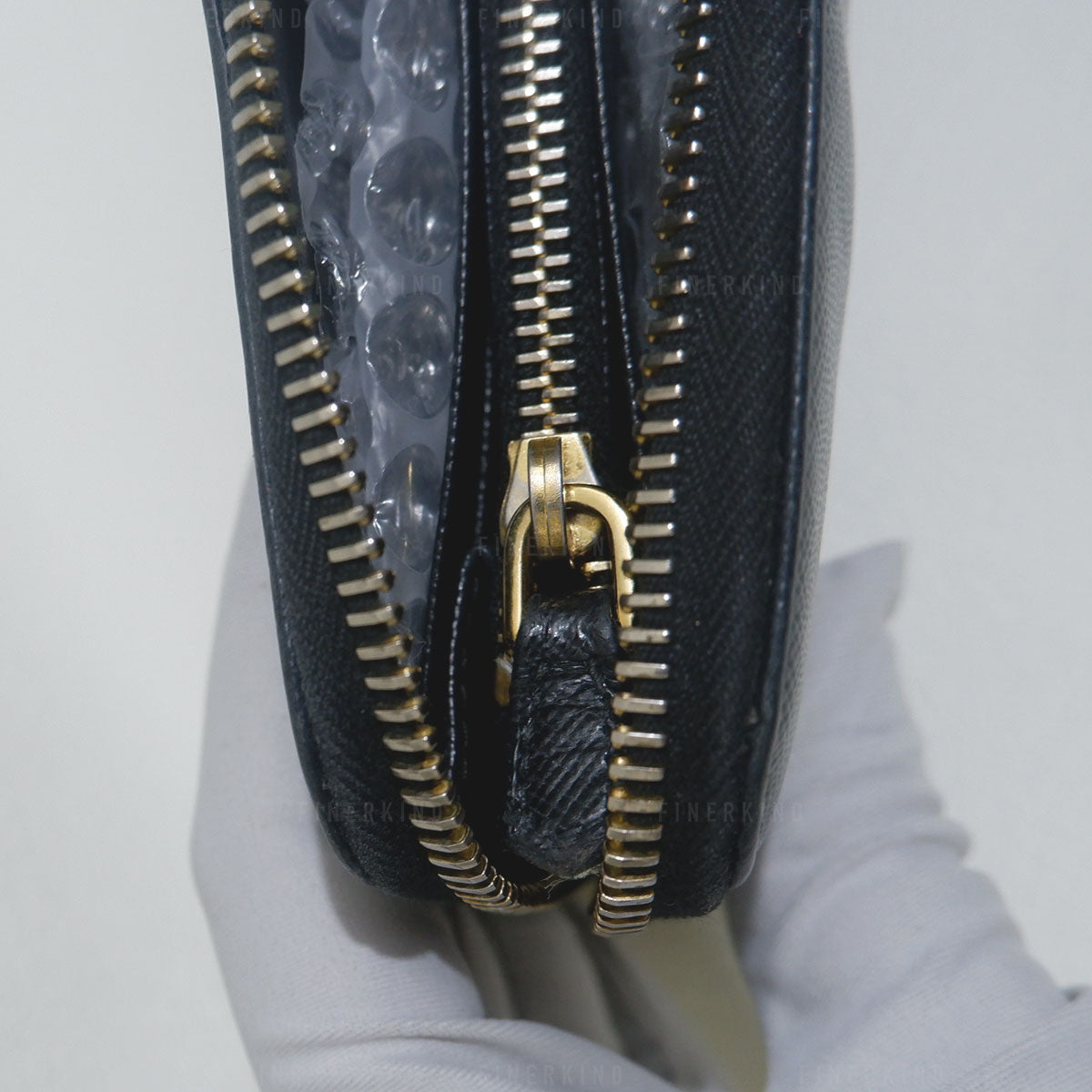 Prada Black Saffiano Leather Zip Around Long Wallet